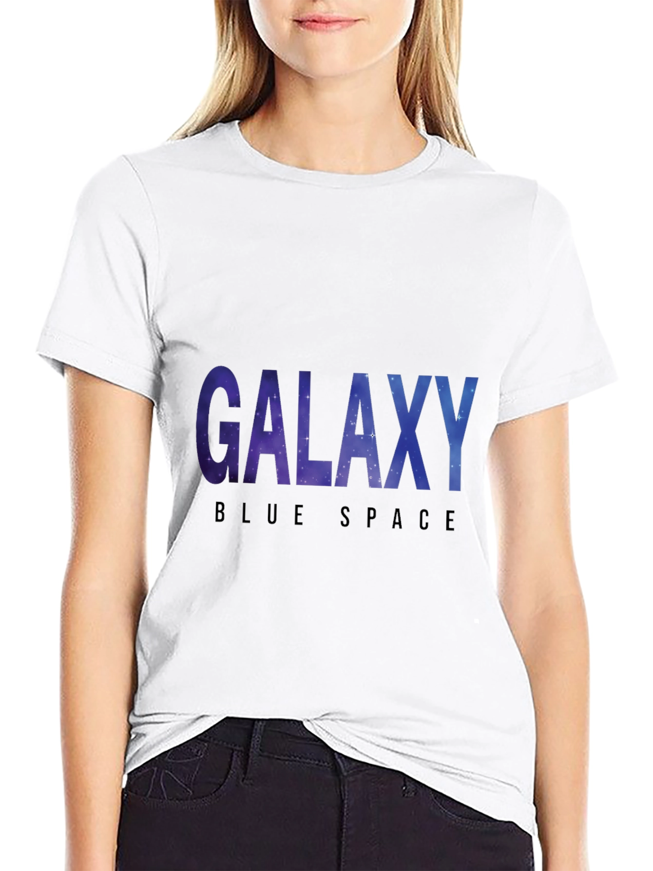 Galaxy Blue Space Black T-Shirt