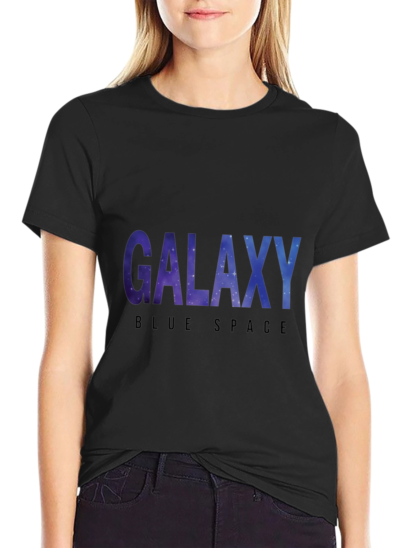 Galaxy Blue Space Black T-Shirt