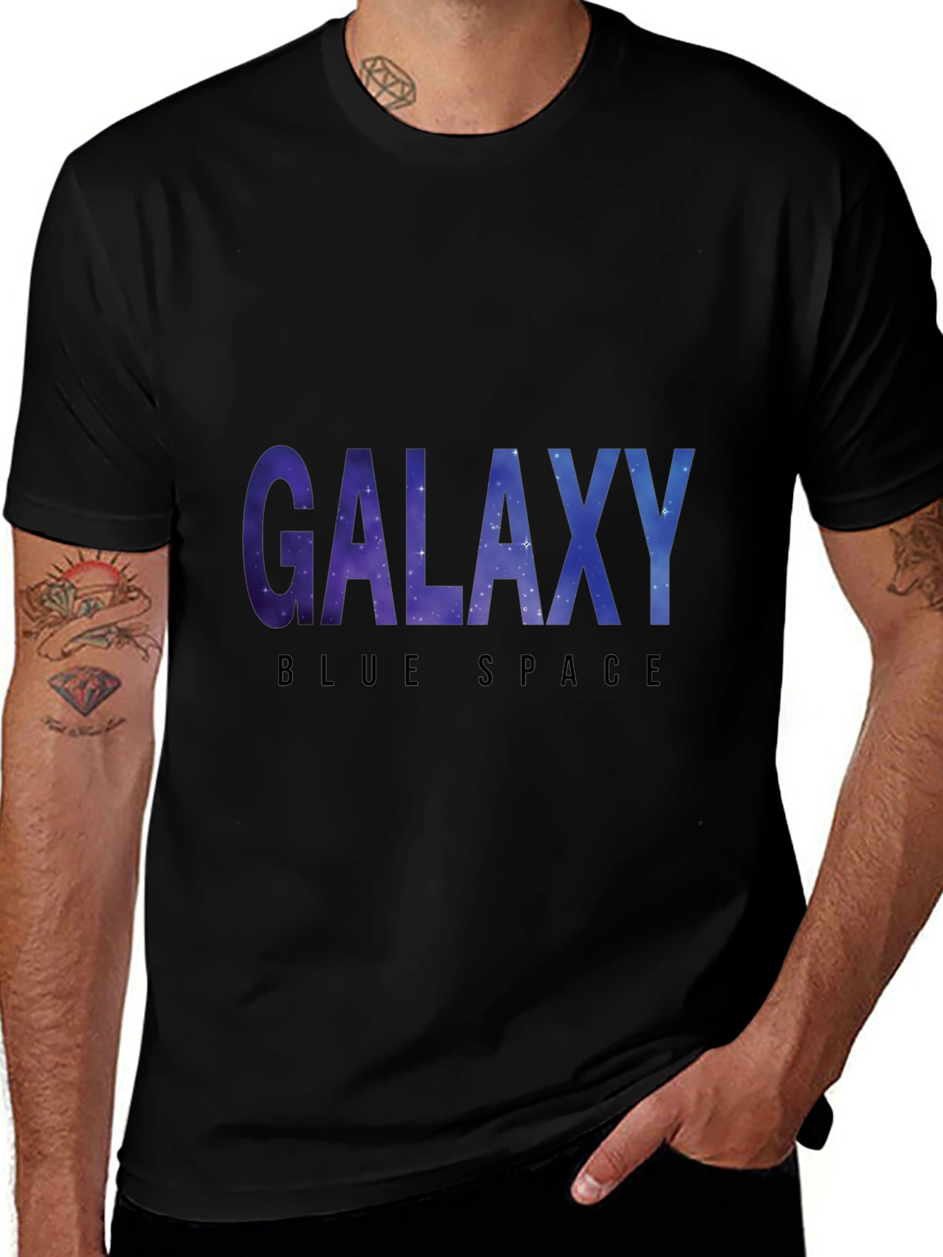 Galaxy Blue Space Black T-Shirt