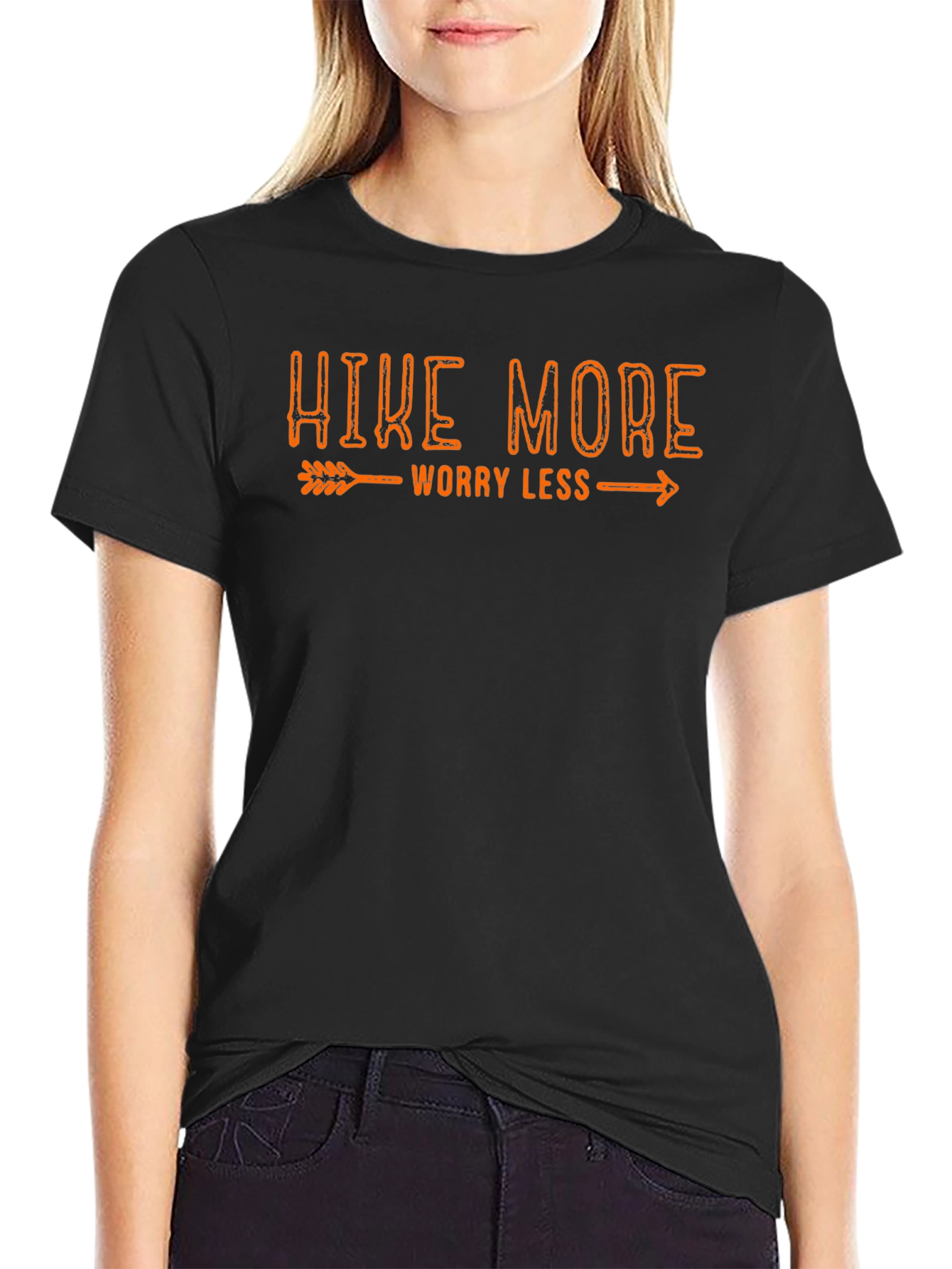 Hike More Worry Less Black Tee