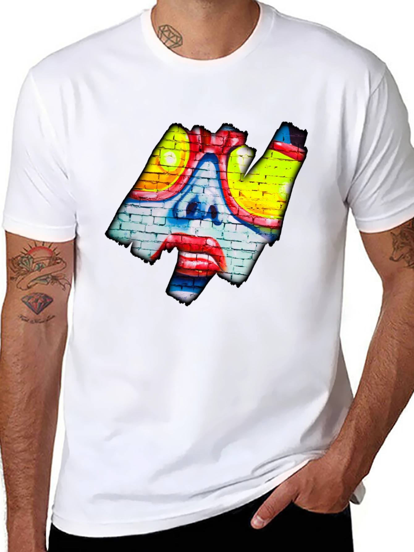 Graffiti Art Tee - Brick Wall Clown Design