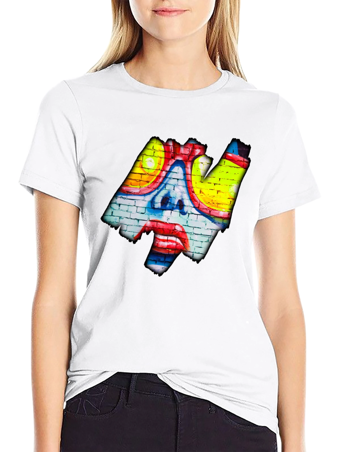 Graffiti Art Tee - Brick Wall Clown Design