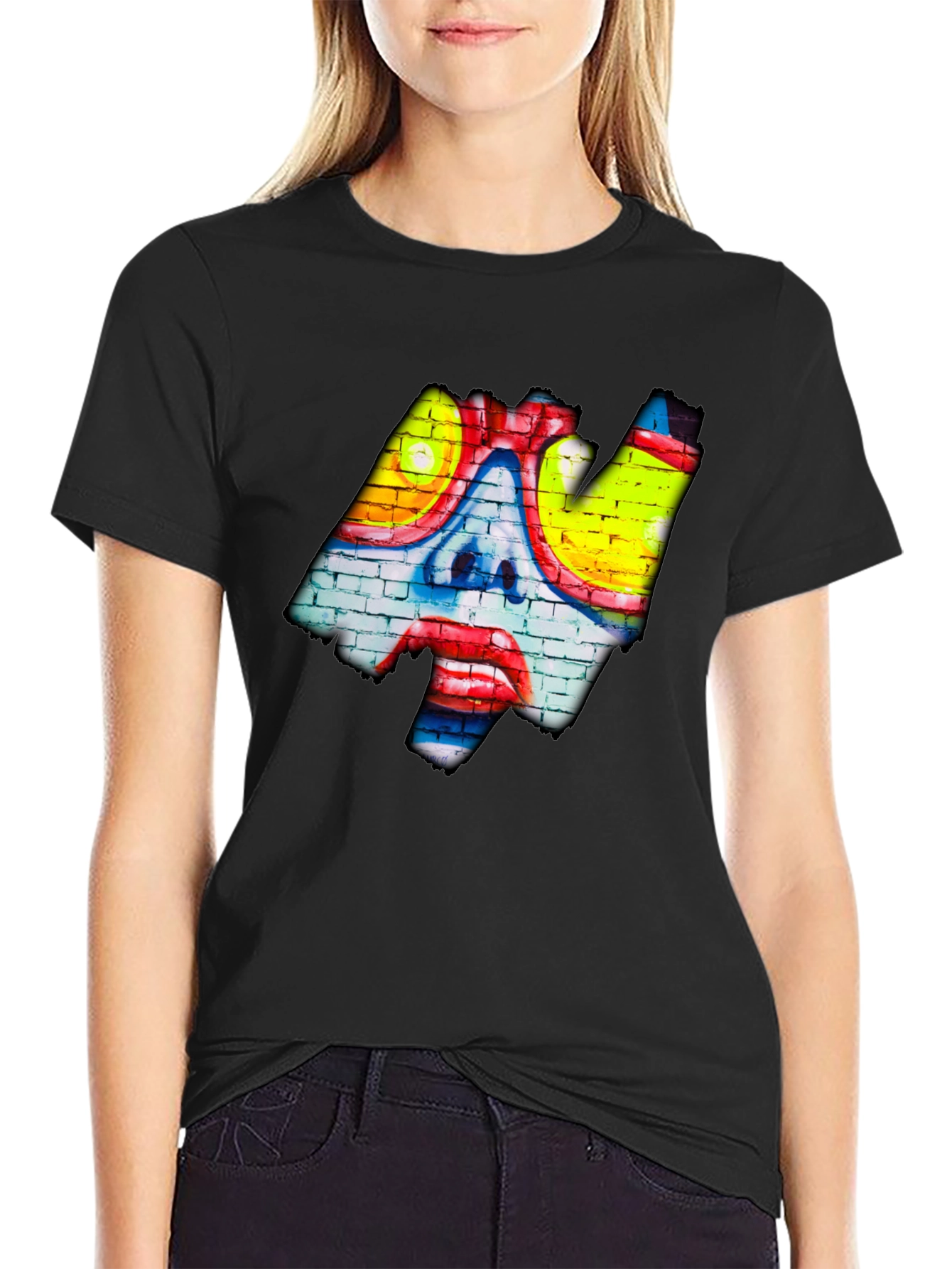 Graffiti Art Tee - Brick Wall Clown Design