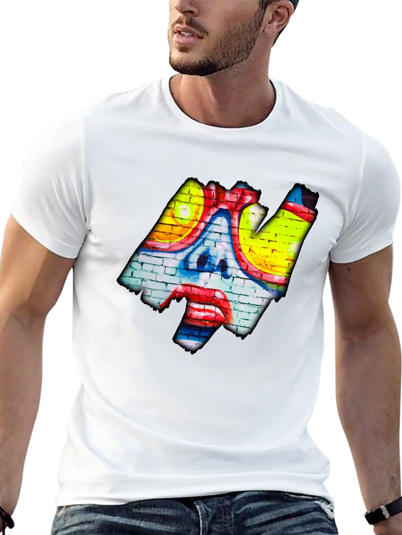 Graffiti Art Tee - Brick Wall Clown Design