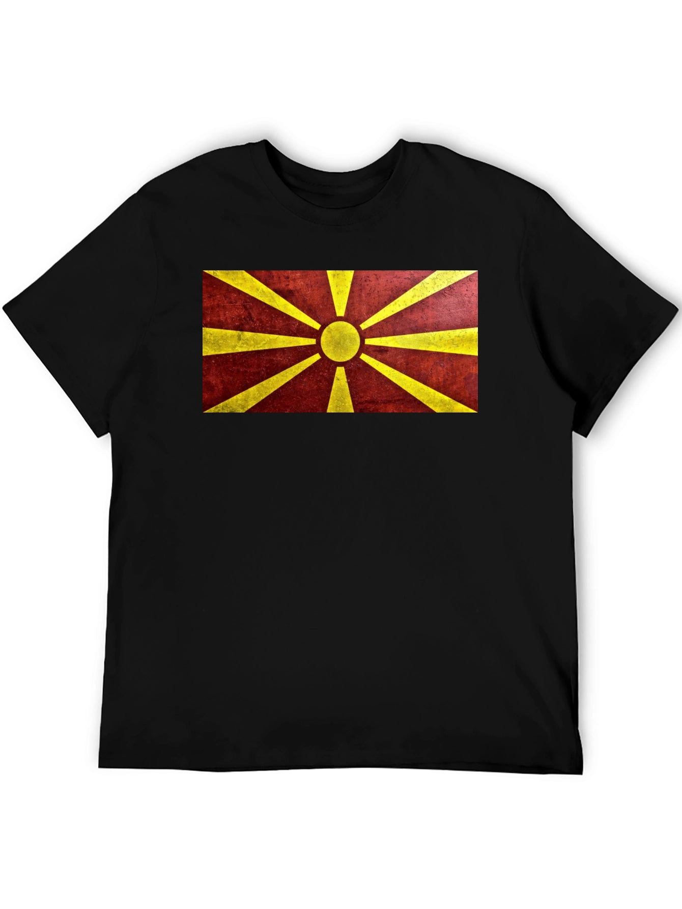 Macedonia Flag Graphic Print Black T-Shirt
