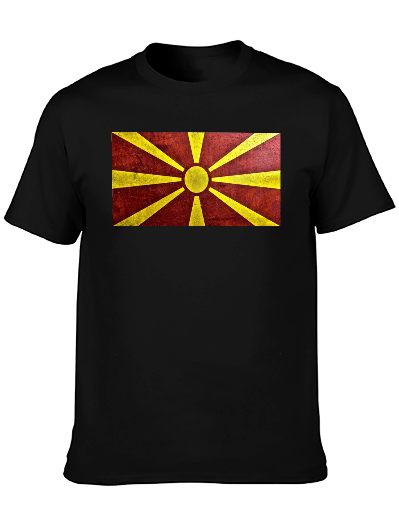Macedonia Flag Graphic Print Black T-Shirt