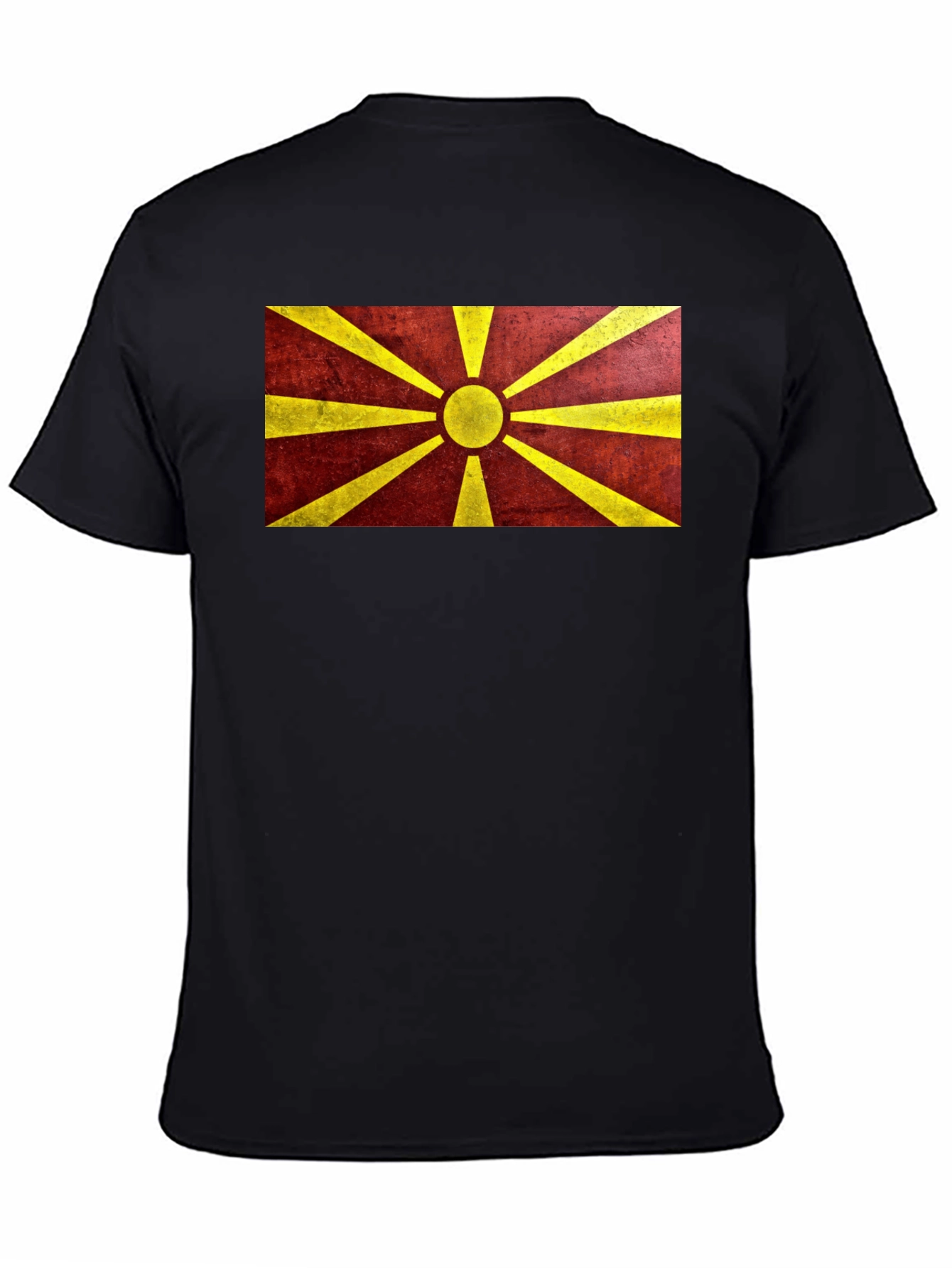Macedonia Flag Graphic Print Black T-Shirt