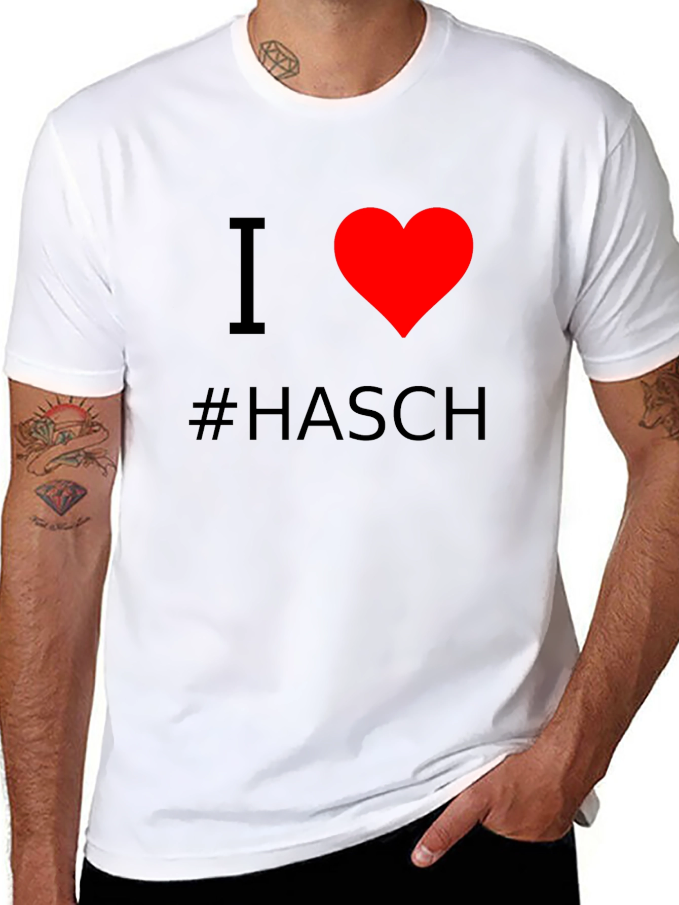 I Heart #Hasch T-Shirt - Black Cotton Casual Tee
