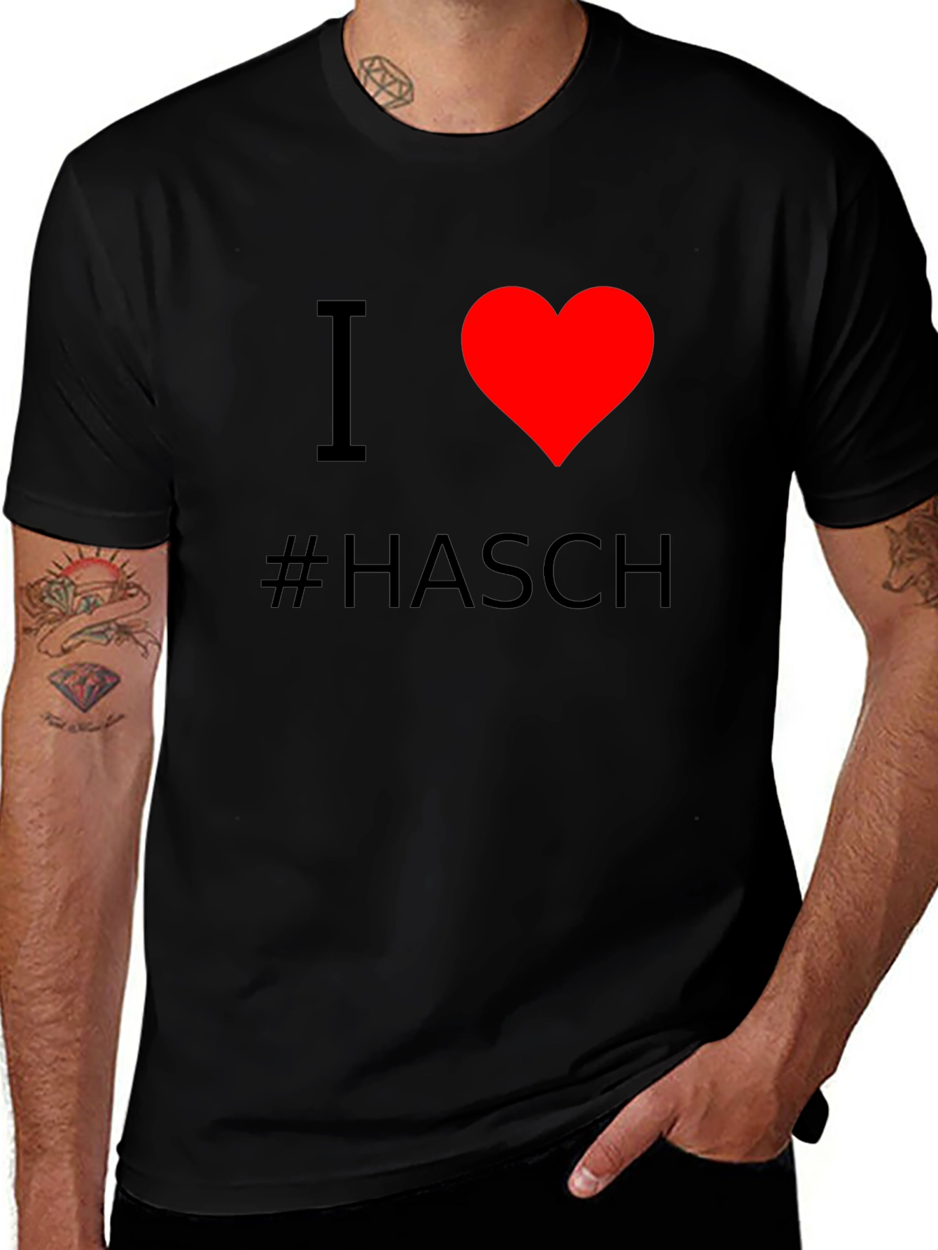 I Heart #Hasch T-Shirt - Black Cotton Casual Tee
