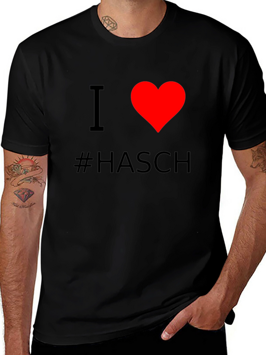 I Heart #Hasch T-Shirt - Black Cotton Casual Tee