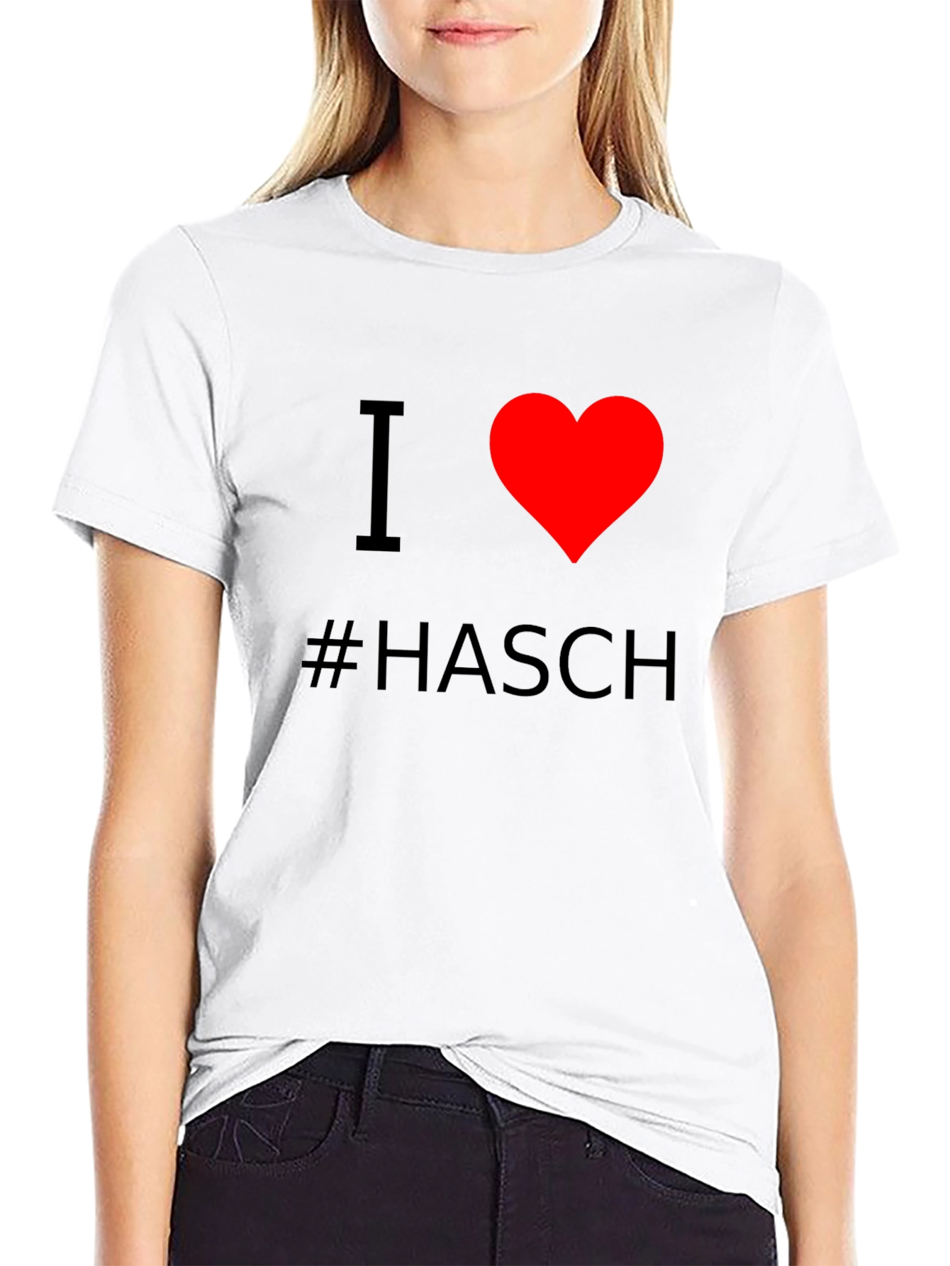 I Heart #Hasch T-Shirt - Black Cotton Casual Tee
