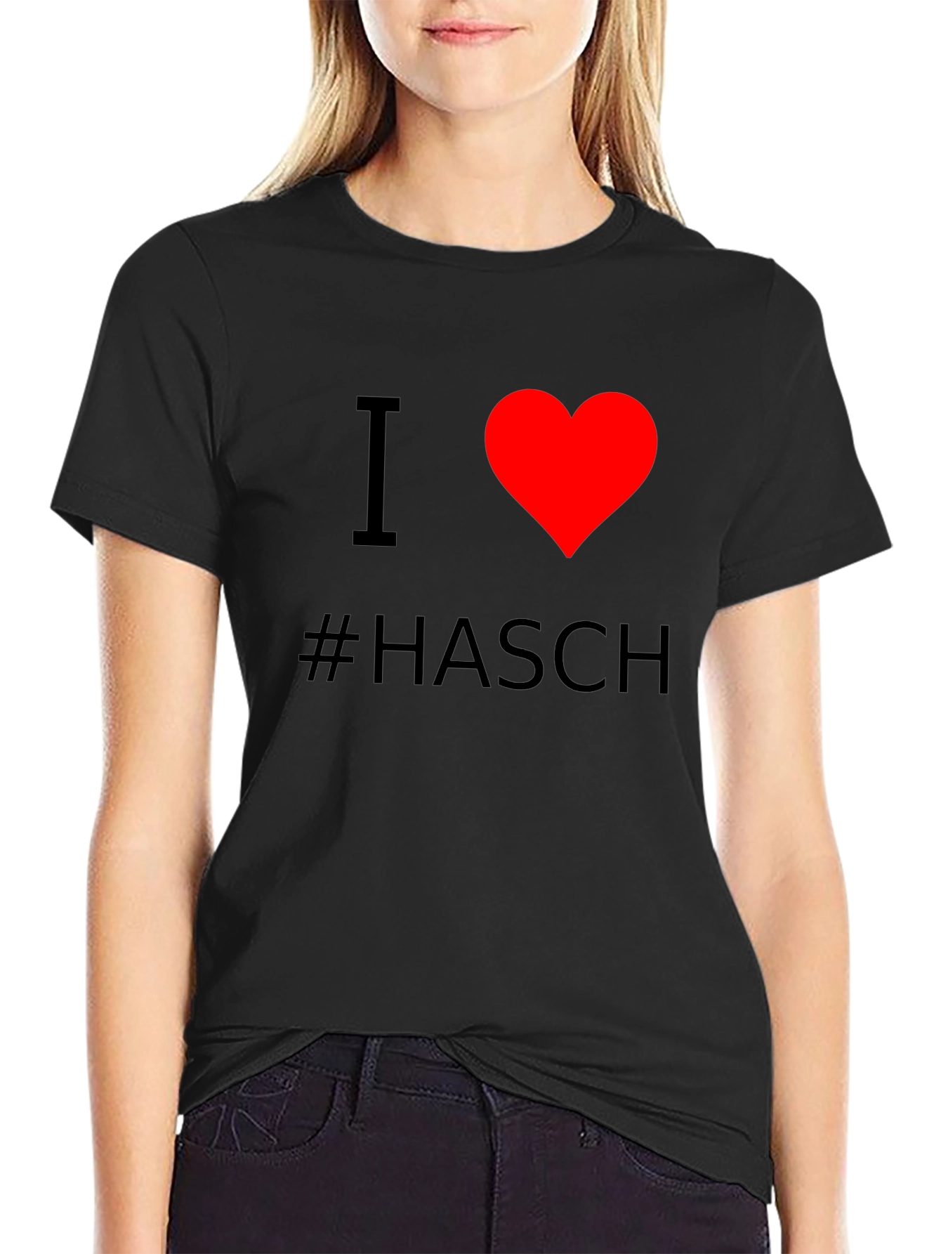 I Heart #Hasch T-Shirt - Black Cotton Casual Tee