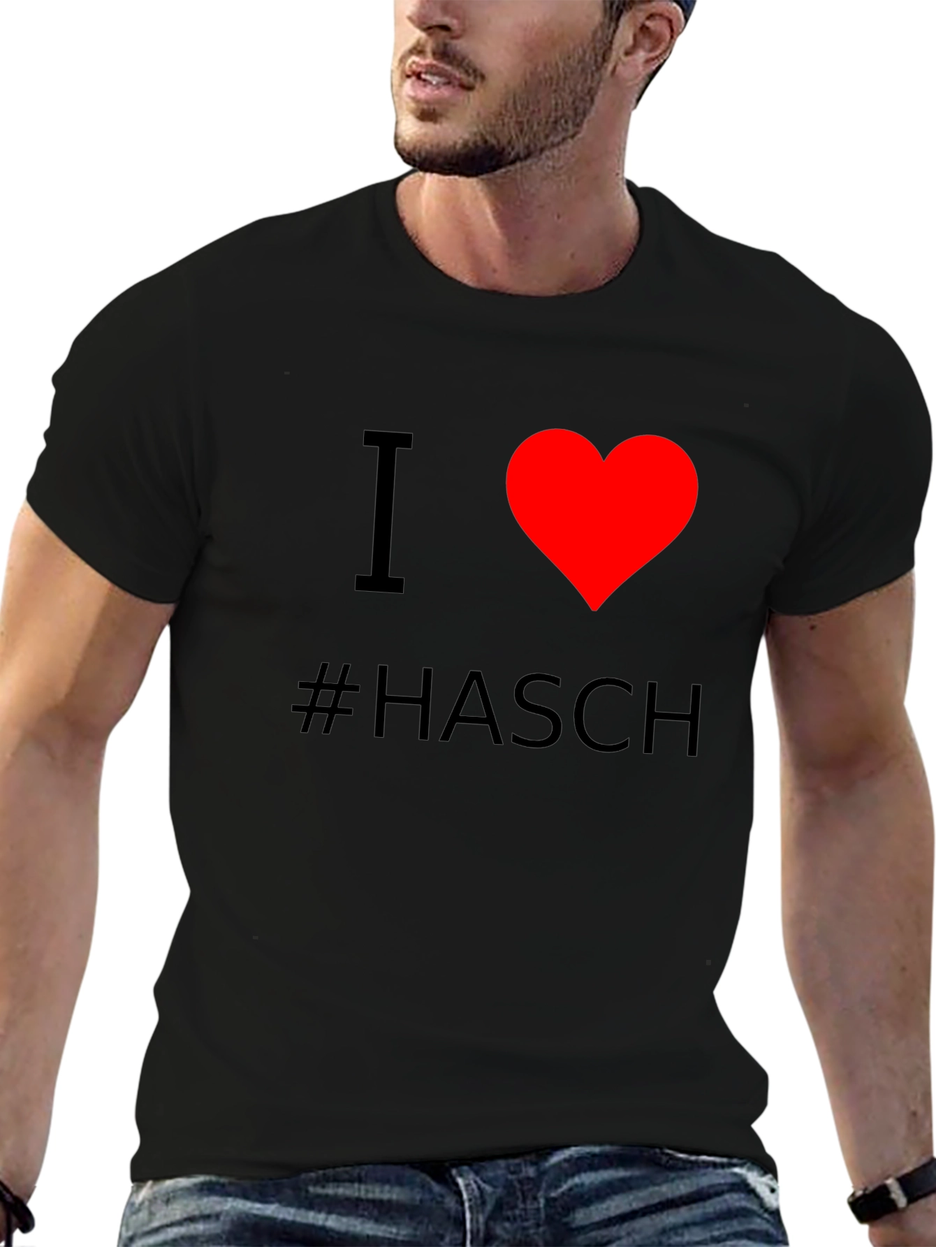 I Heart #Hasch T-Shirt - Black Cotton Casual Tee