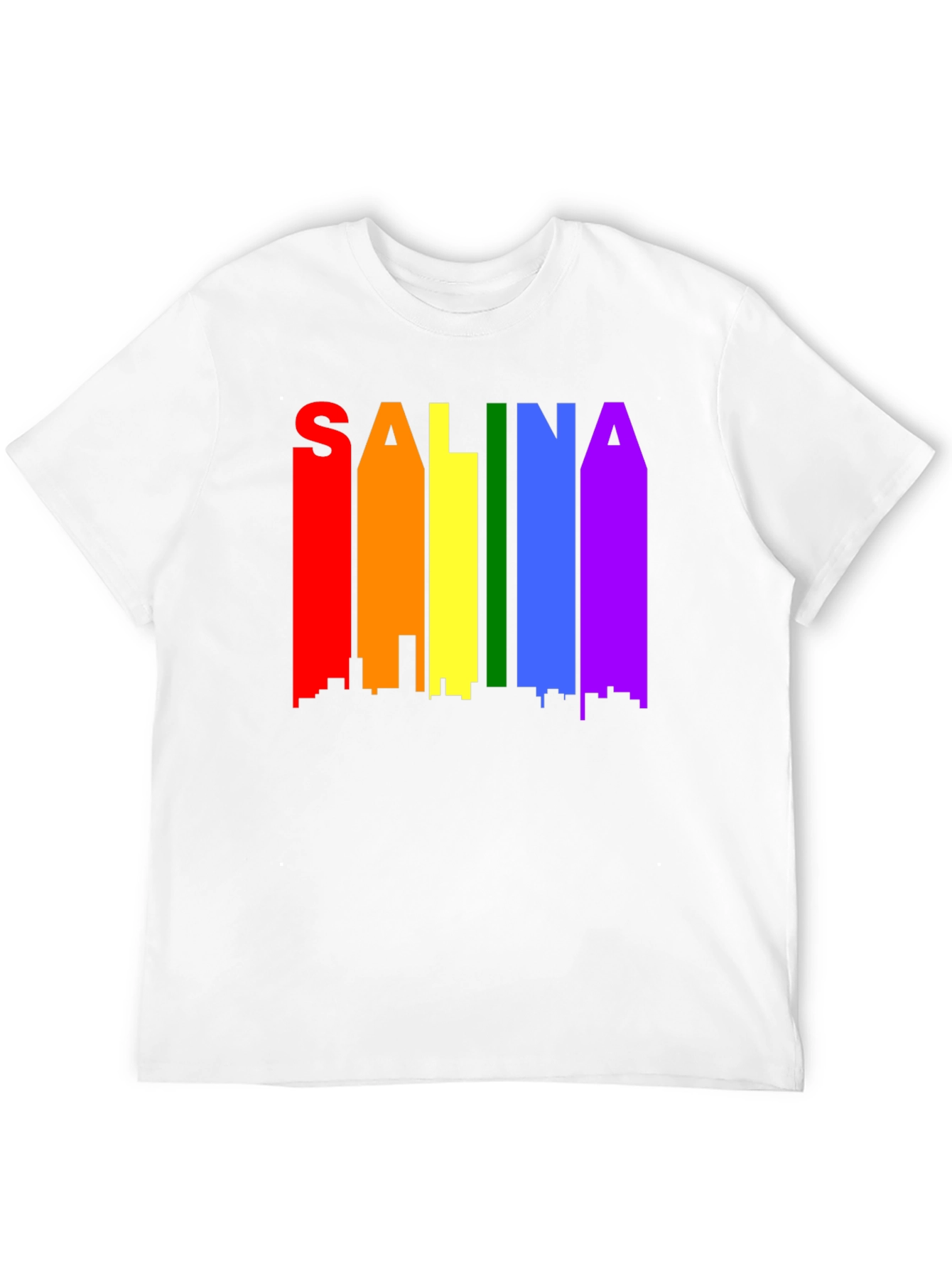 Salina Pride T-Shirt: Rainbow Skyline Graphic Tee