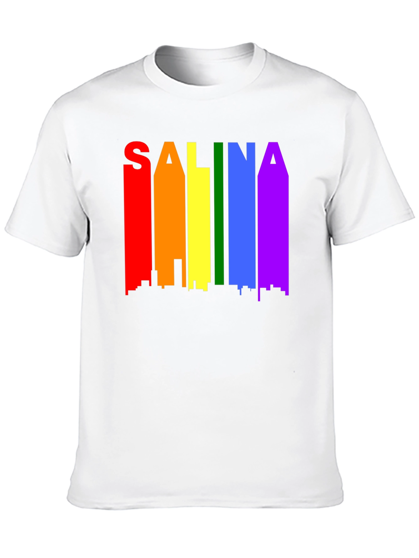 Salina Pride T-Shirt: Rainbow Skyline Graphic Tee