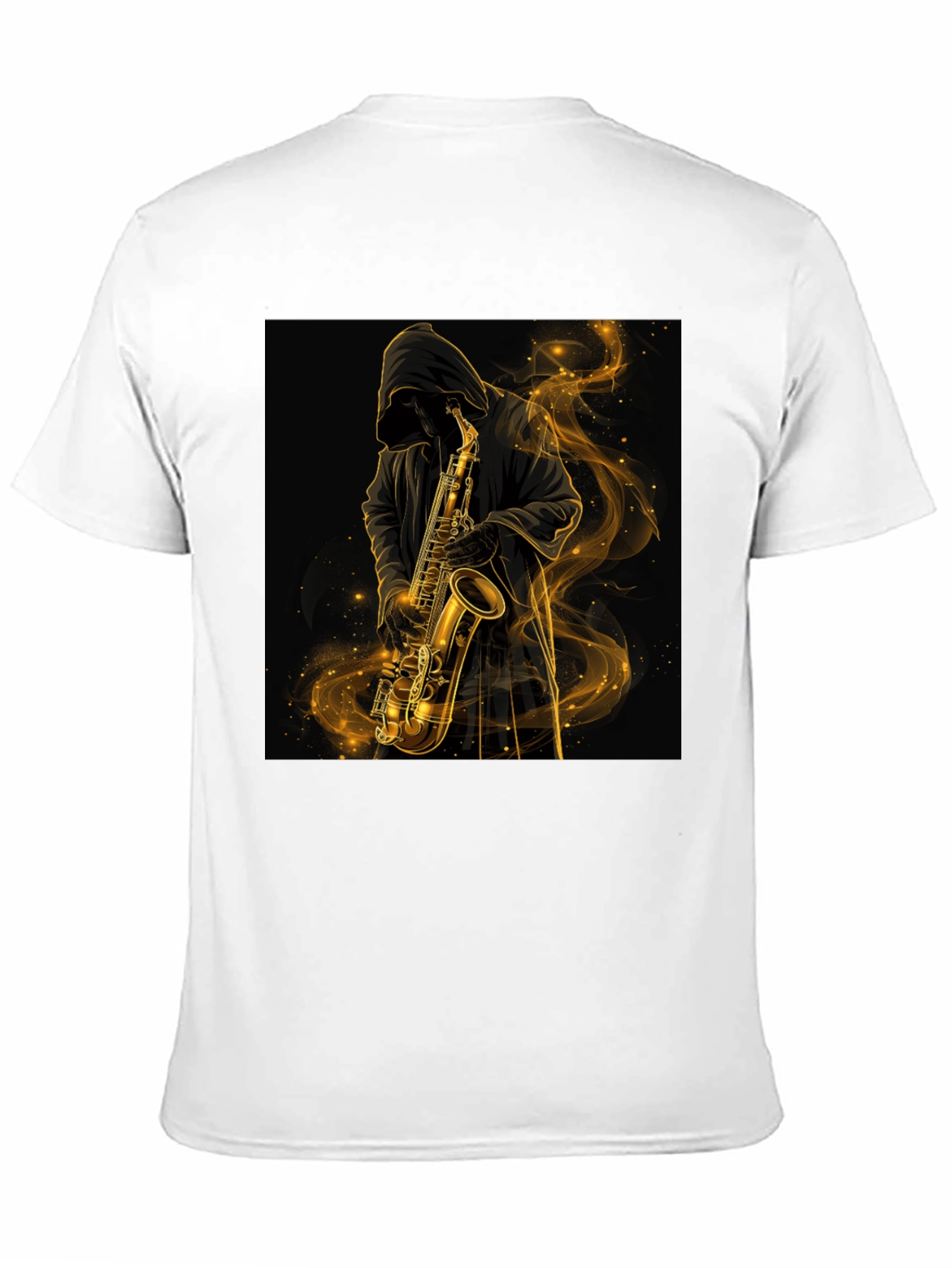 Saxophone Player Graphic Tee - Black Cotton T-Shirt