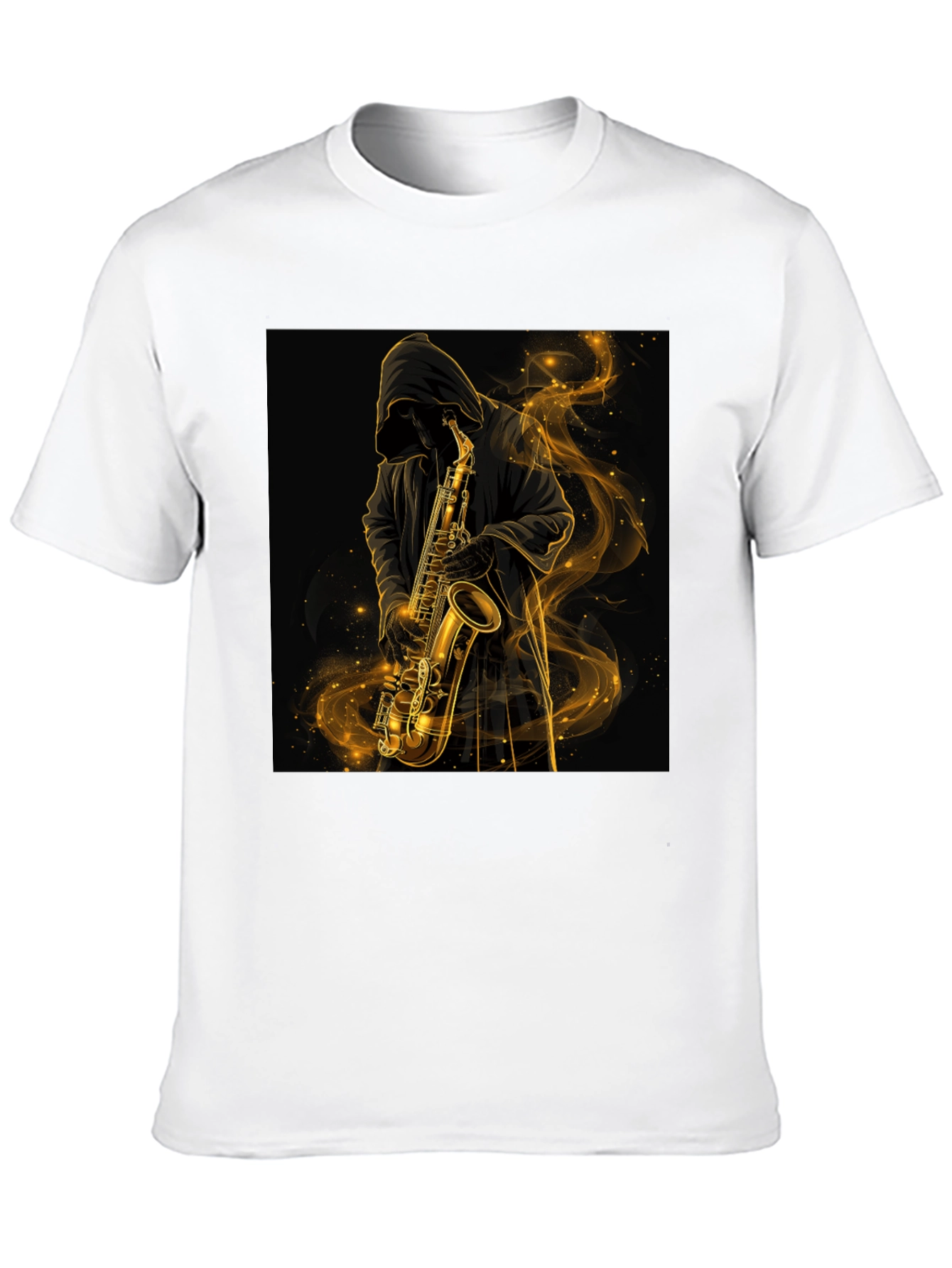 Saxophone Player Graphic Tee - Black Cotton T-Shirt