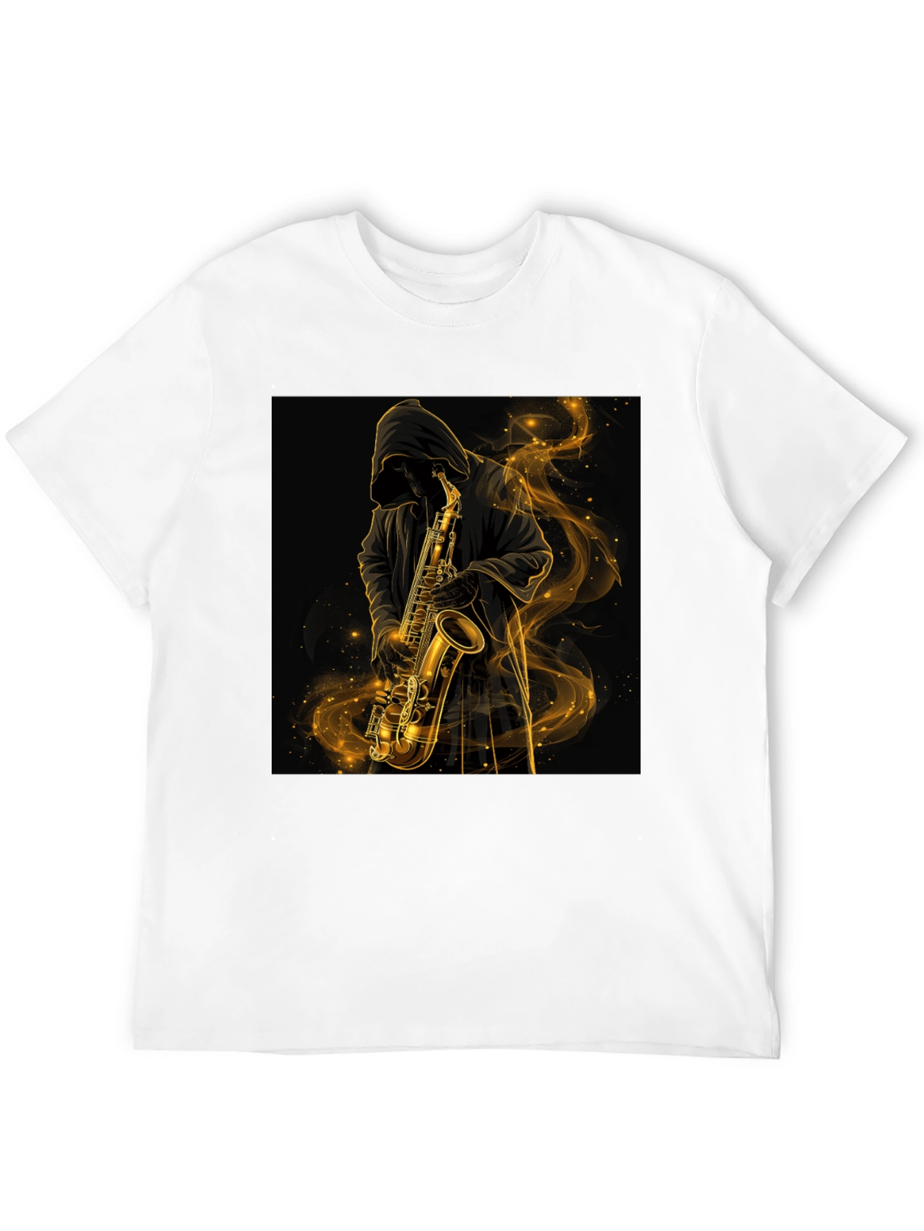Saxophone Player Graphic Tee - Black Cotton T-Shirt