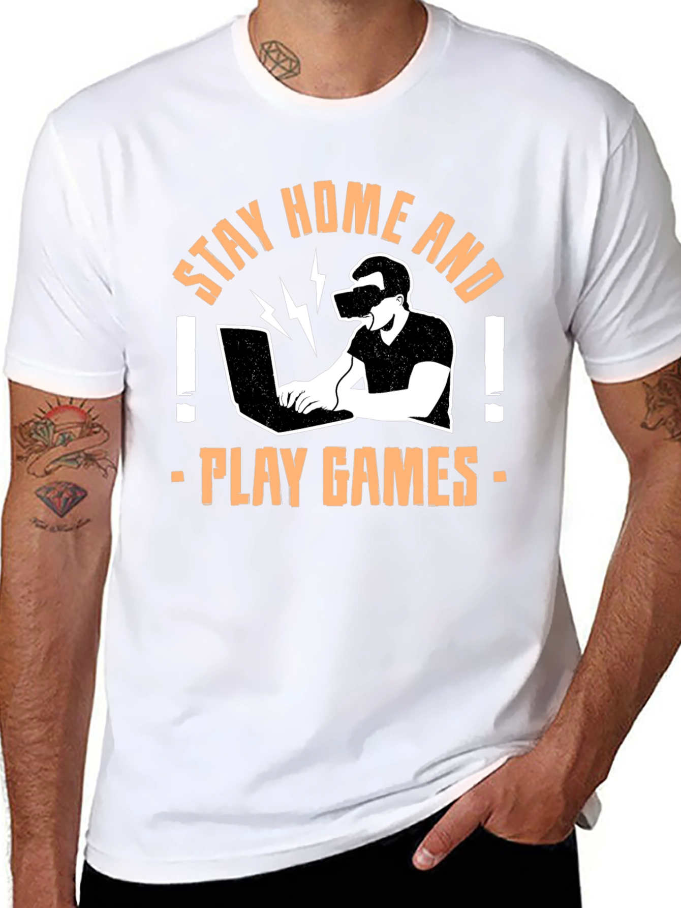 Stay Home Play Games Black Graphic Tee