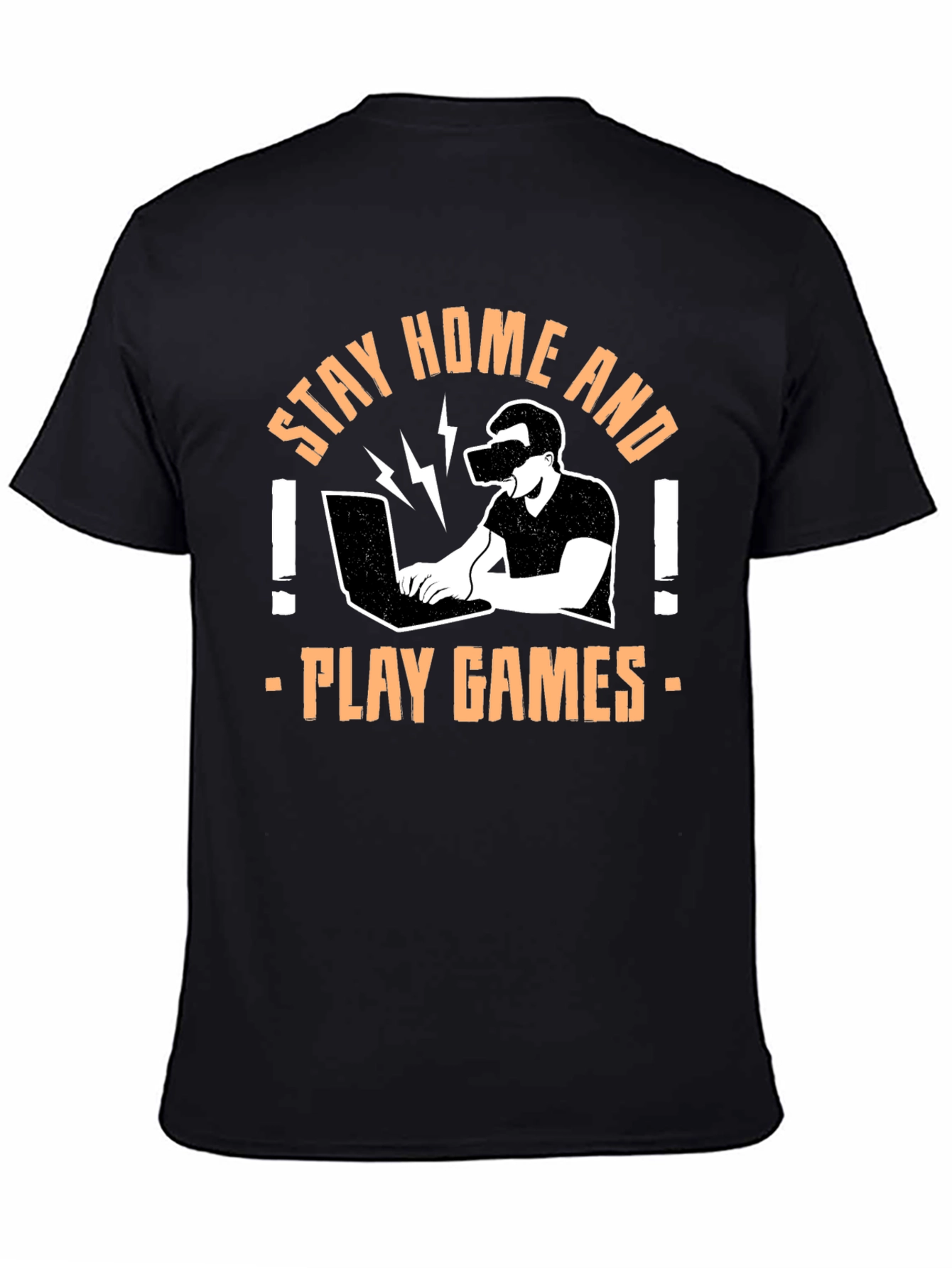 Stay Home Play Games Black Graphic Tee