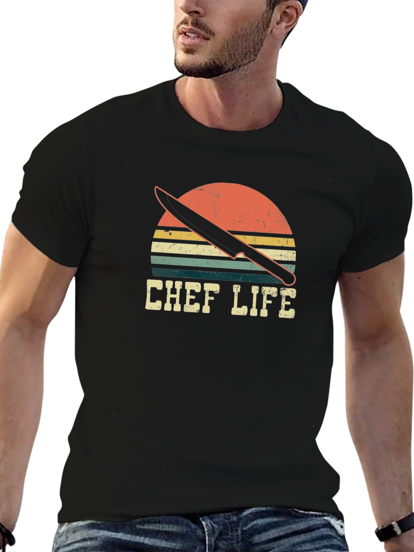 Chef Life Retro Sunset T-Shirt - Culinary Gift