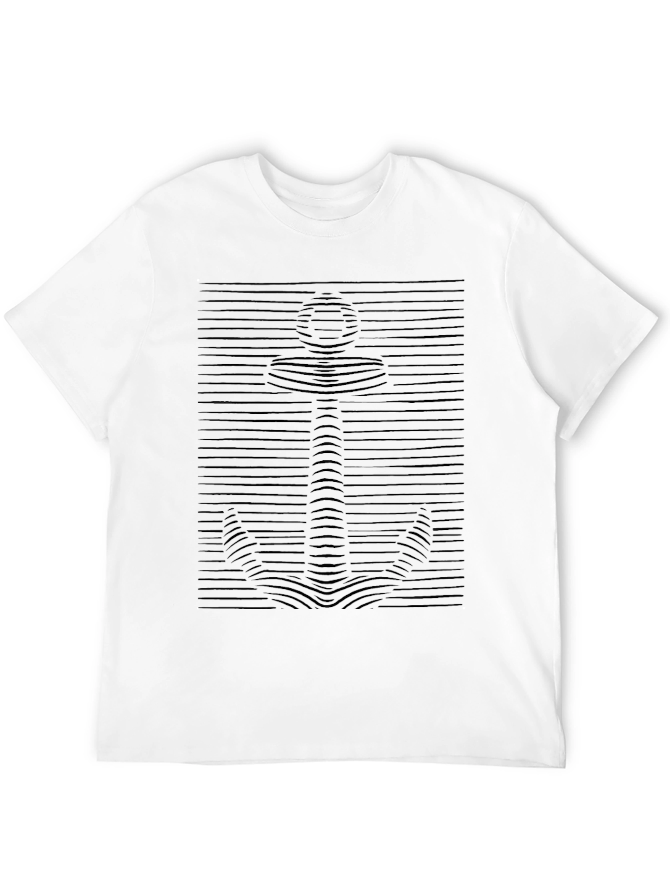 Nautical Anchor Illusion Graphic Black T-Shirt