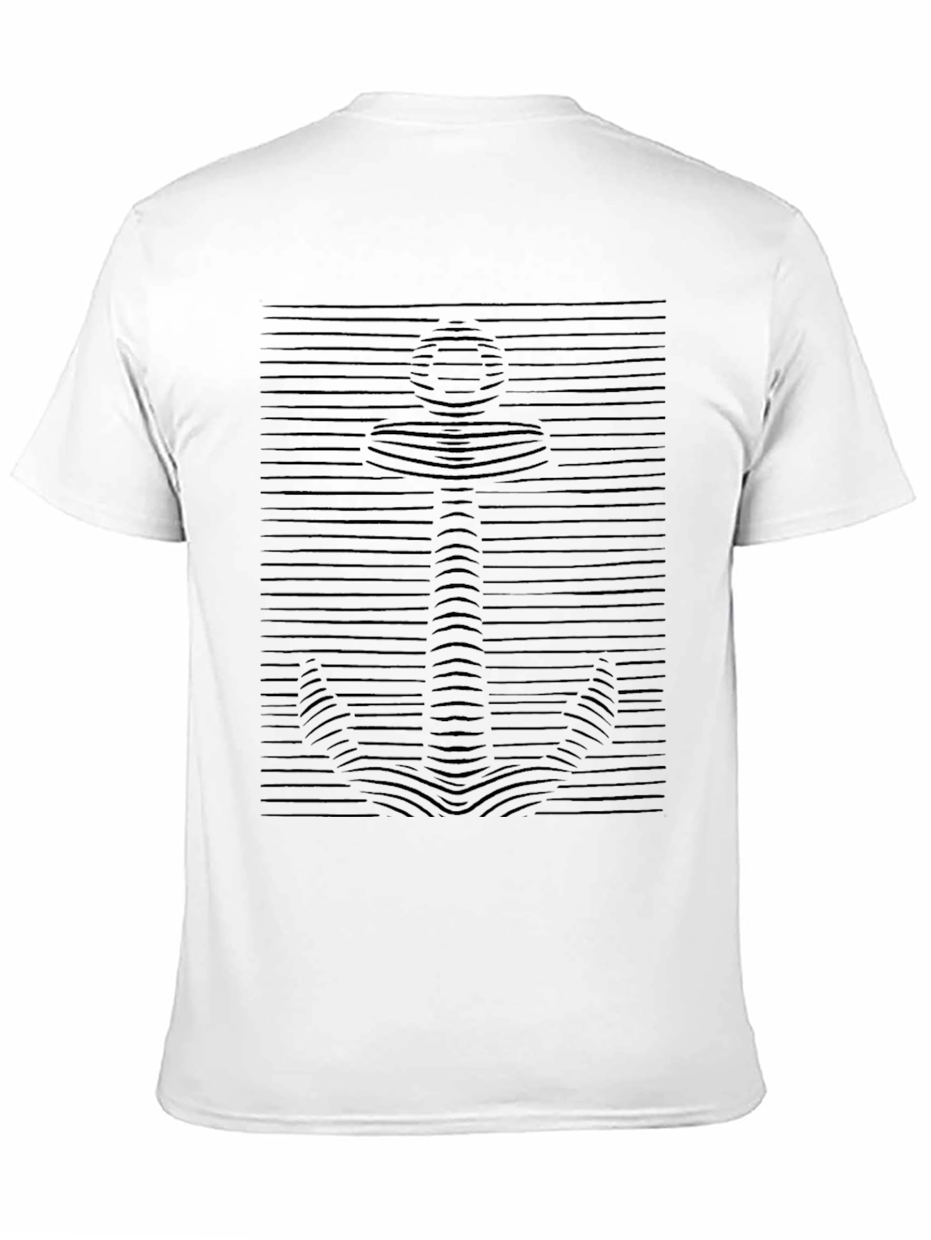 Nautical Anchor Illusion Graphic Black T-Shirt