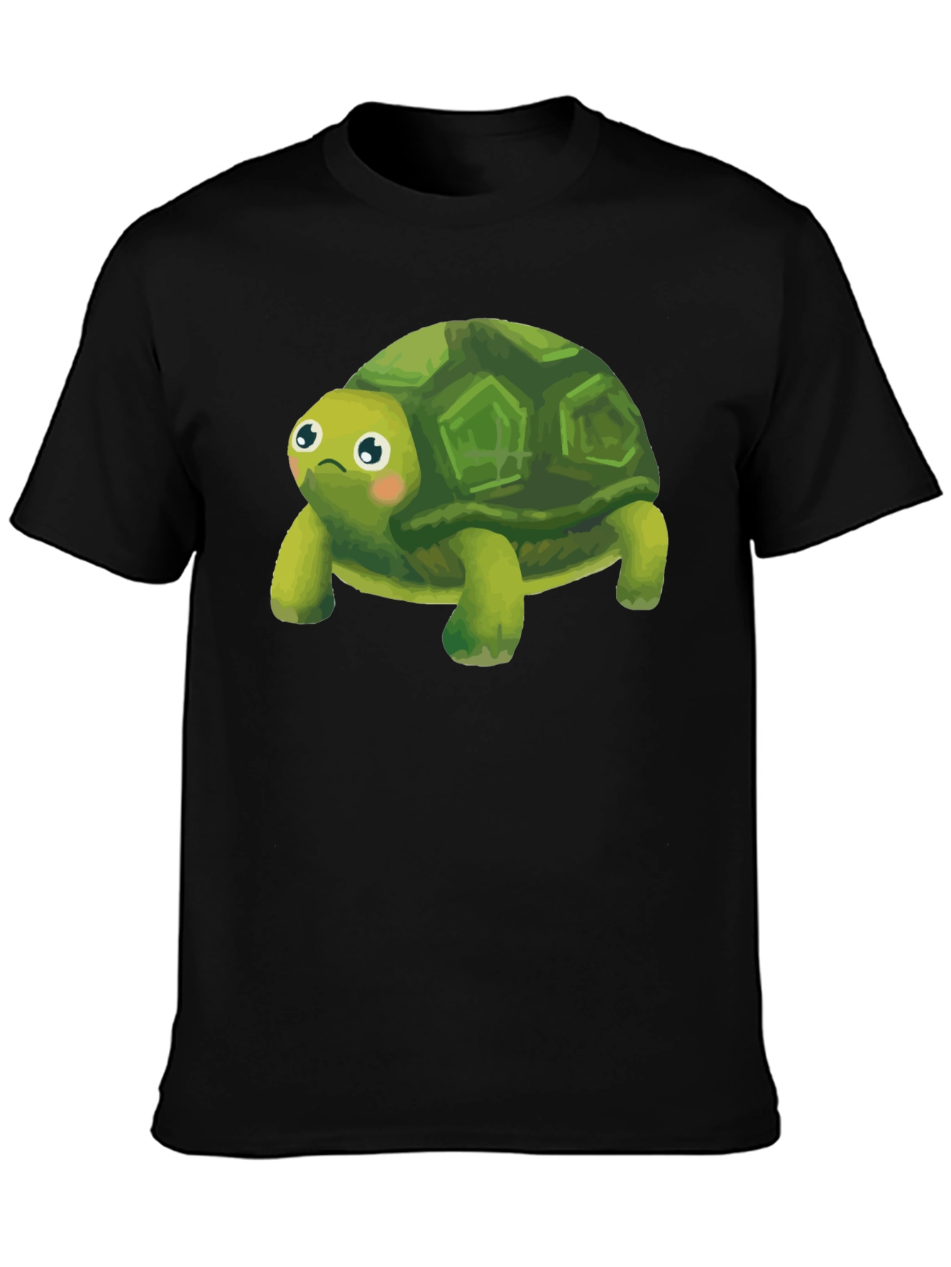 Cute Turtle Graphic Tee - Black Cotton Blend Shirt