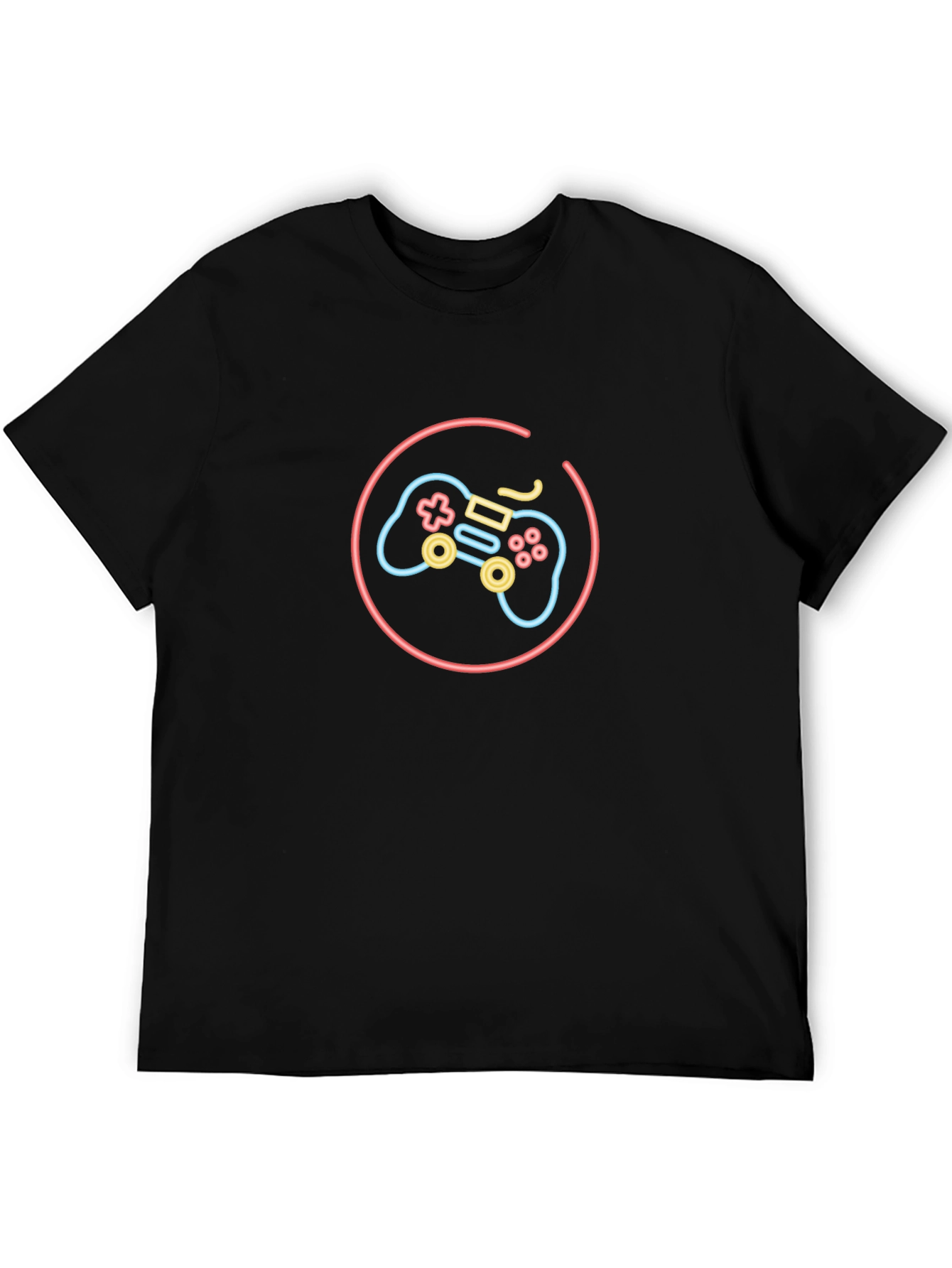 Neon Game Controller Black T-Shirt