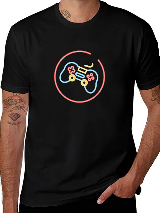 Neon Game Controller Black T-Shirt
