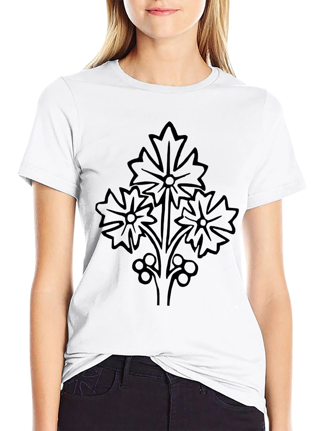Stylish Black Floral Graphic Tee