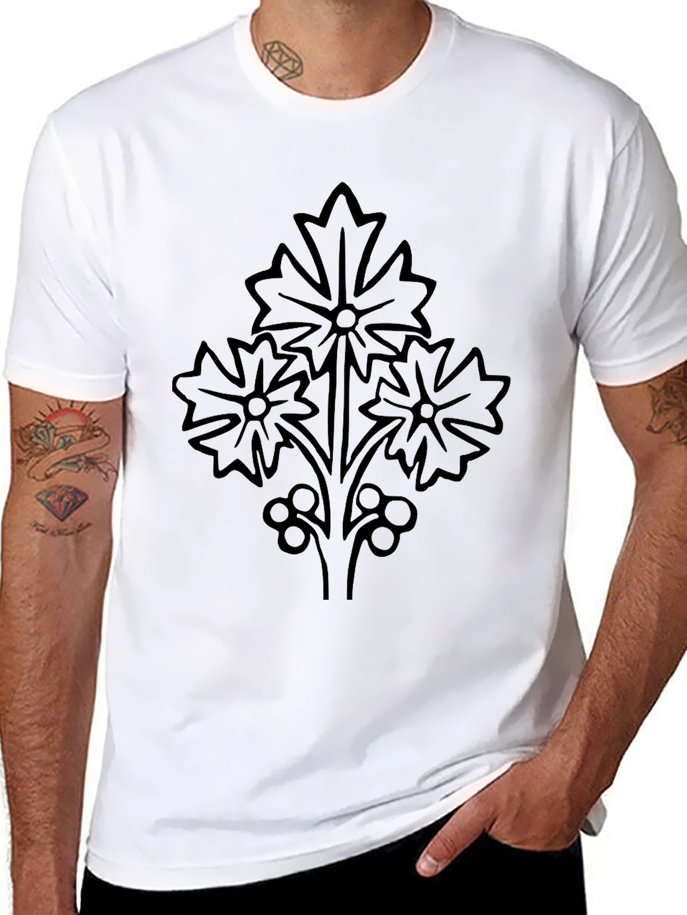 Stylish Black Floral Graphic Tee