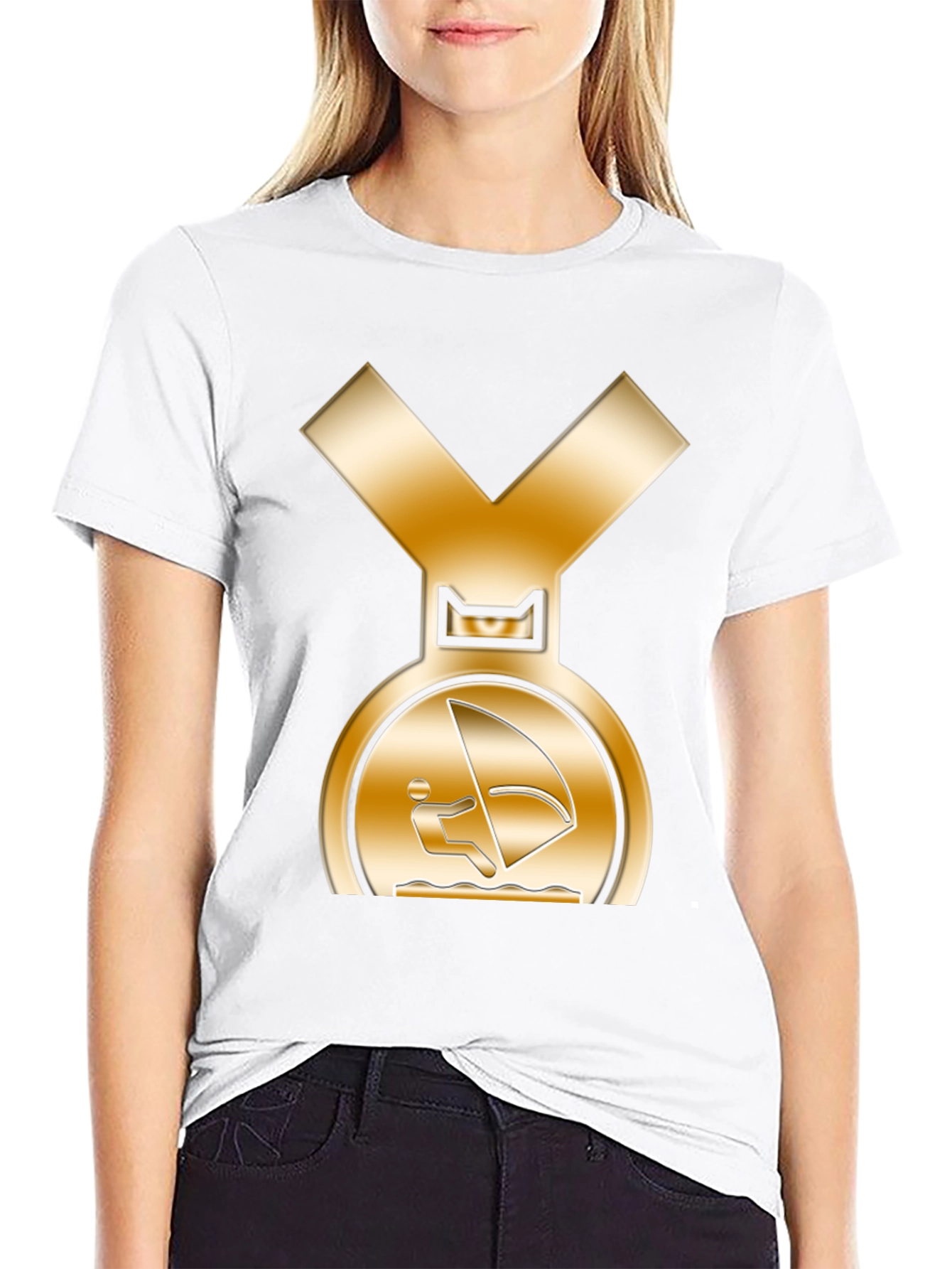 Golden Windsurfer Medal Graphic T-Shirt
