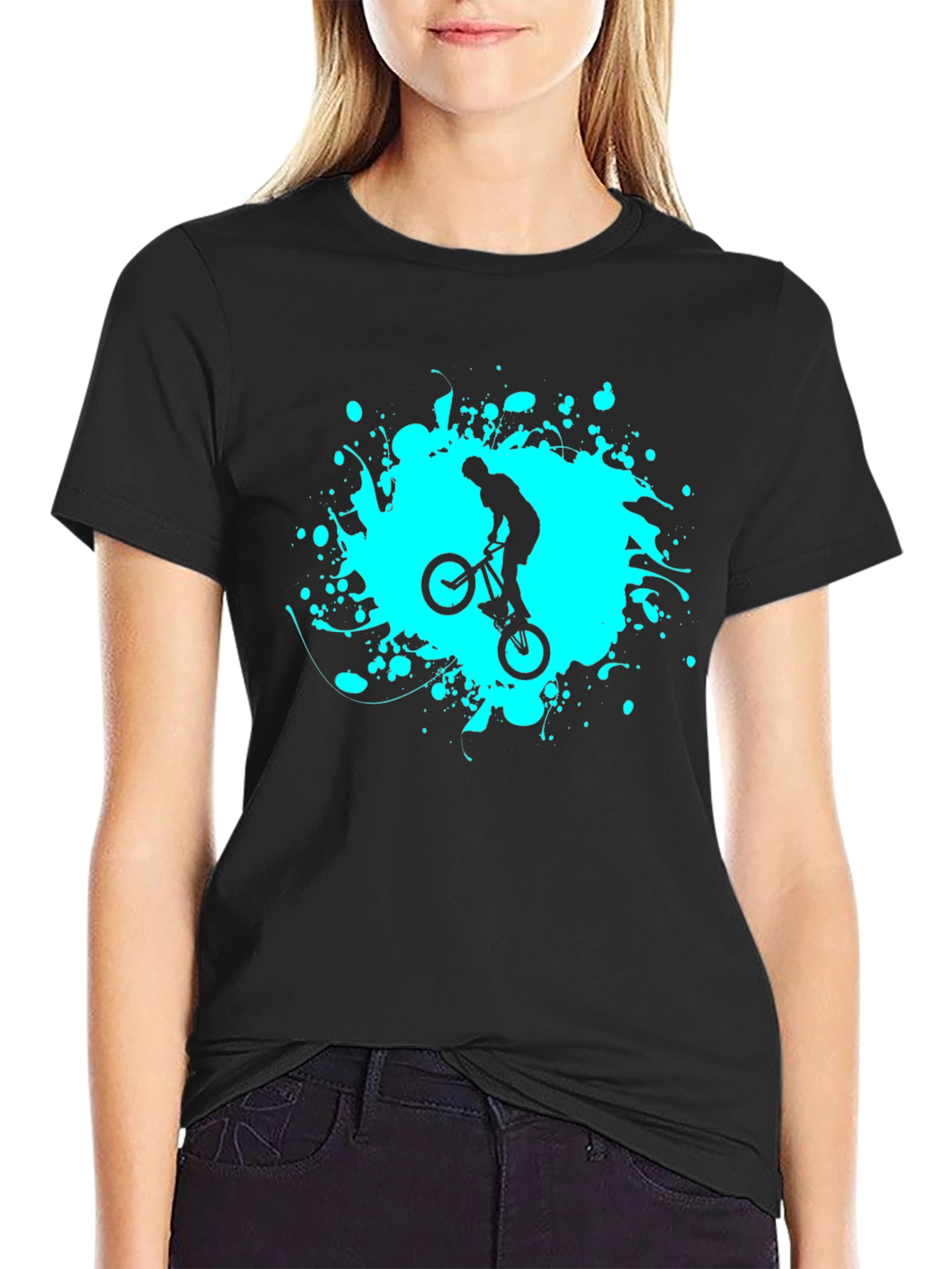 BMX Rider Graphic Tee - Black Cotton Blend