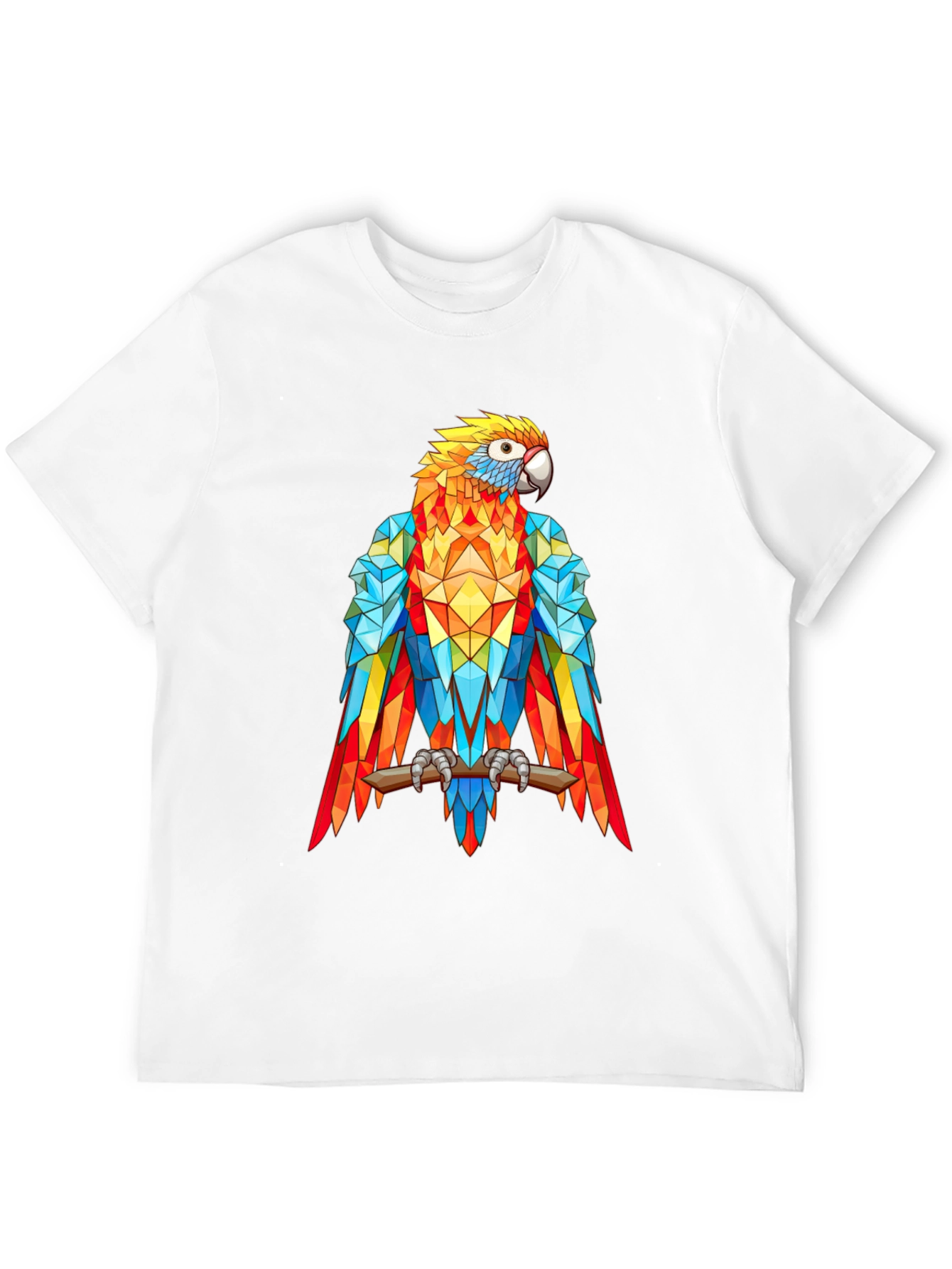 Geometric Parrot Graphic Print T-Shirt - Black