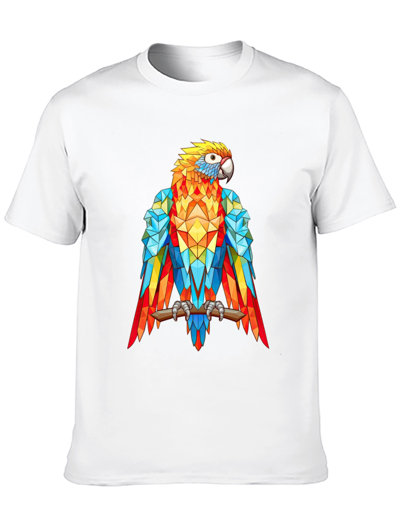 Geometric Parrot Graphic Print T-Shirt - Black