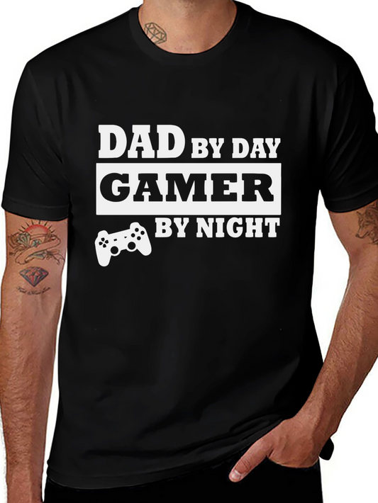 Dad By Day Gamer By Night Graphic Tee - Black