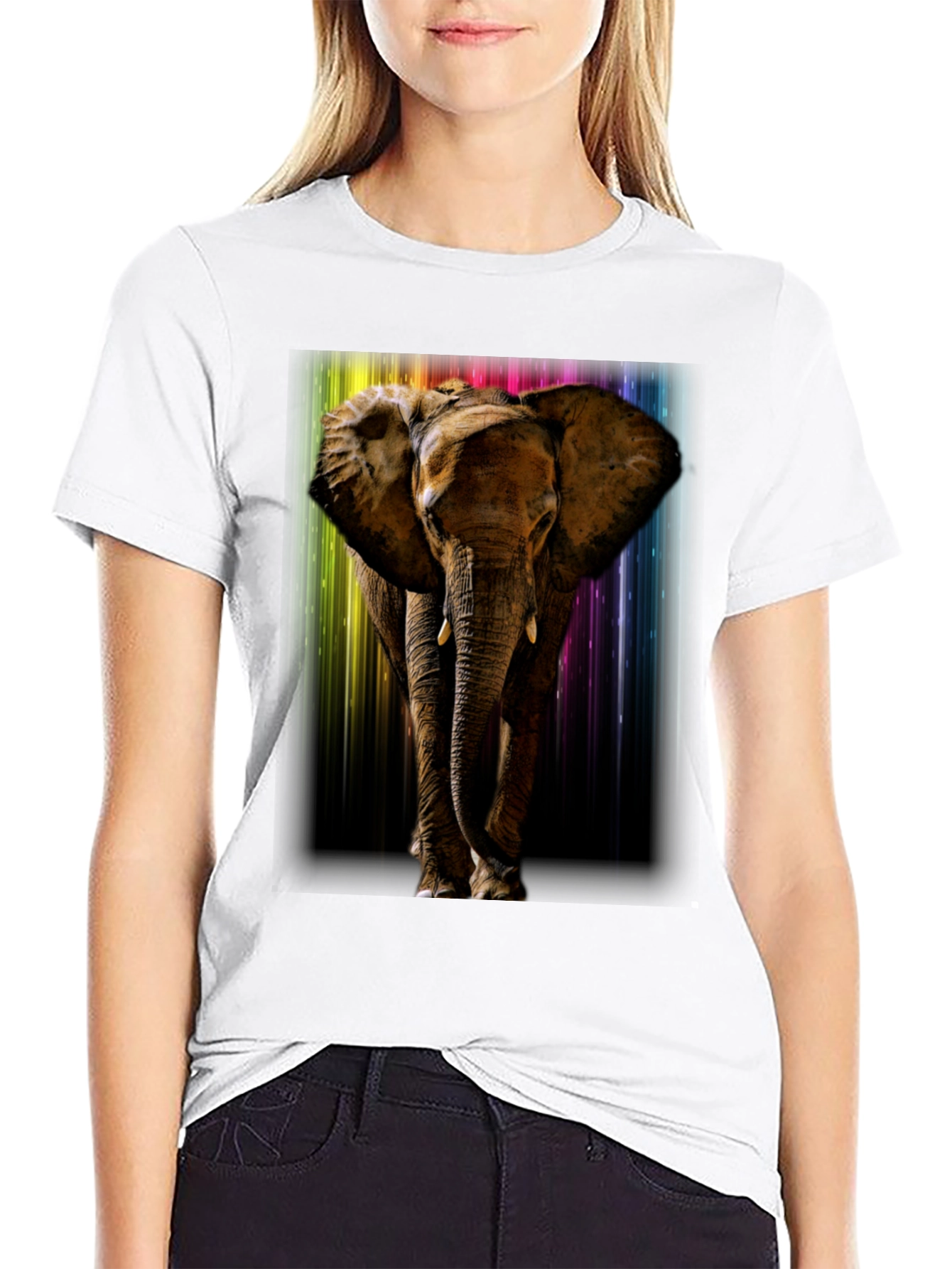 Elephant Rainbow T-Shirt - Mens Black Tee
