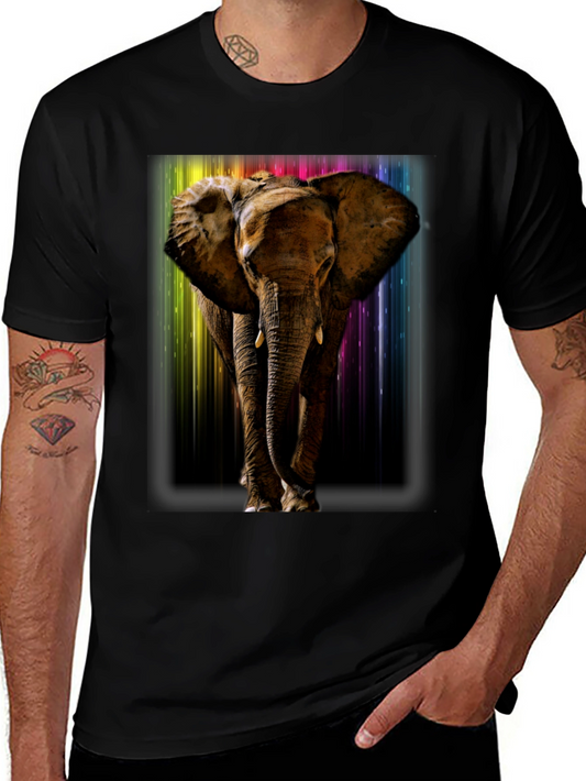Elephant Rainbow T-Shirt - Mens Black Tee