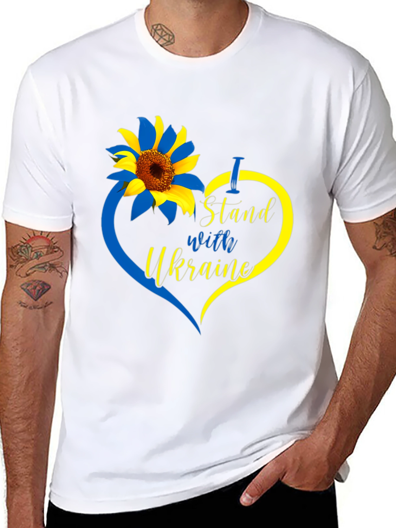I Stand with Ukraine T-Shirt Sunflower Design