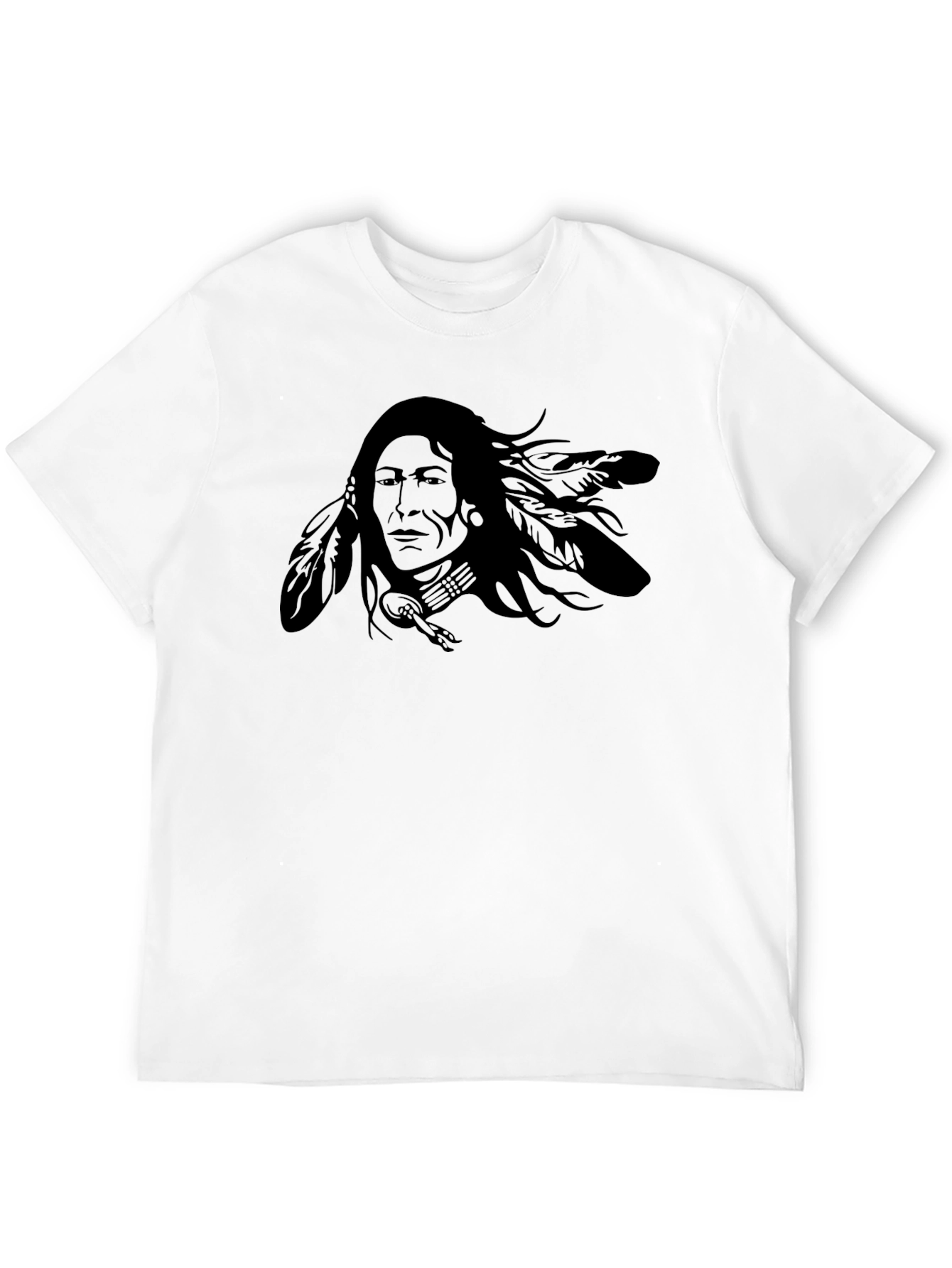 Black T-Shirt with Native American Chief Design
