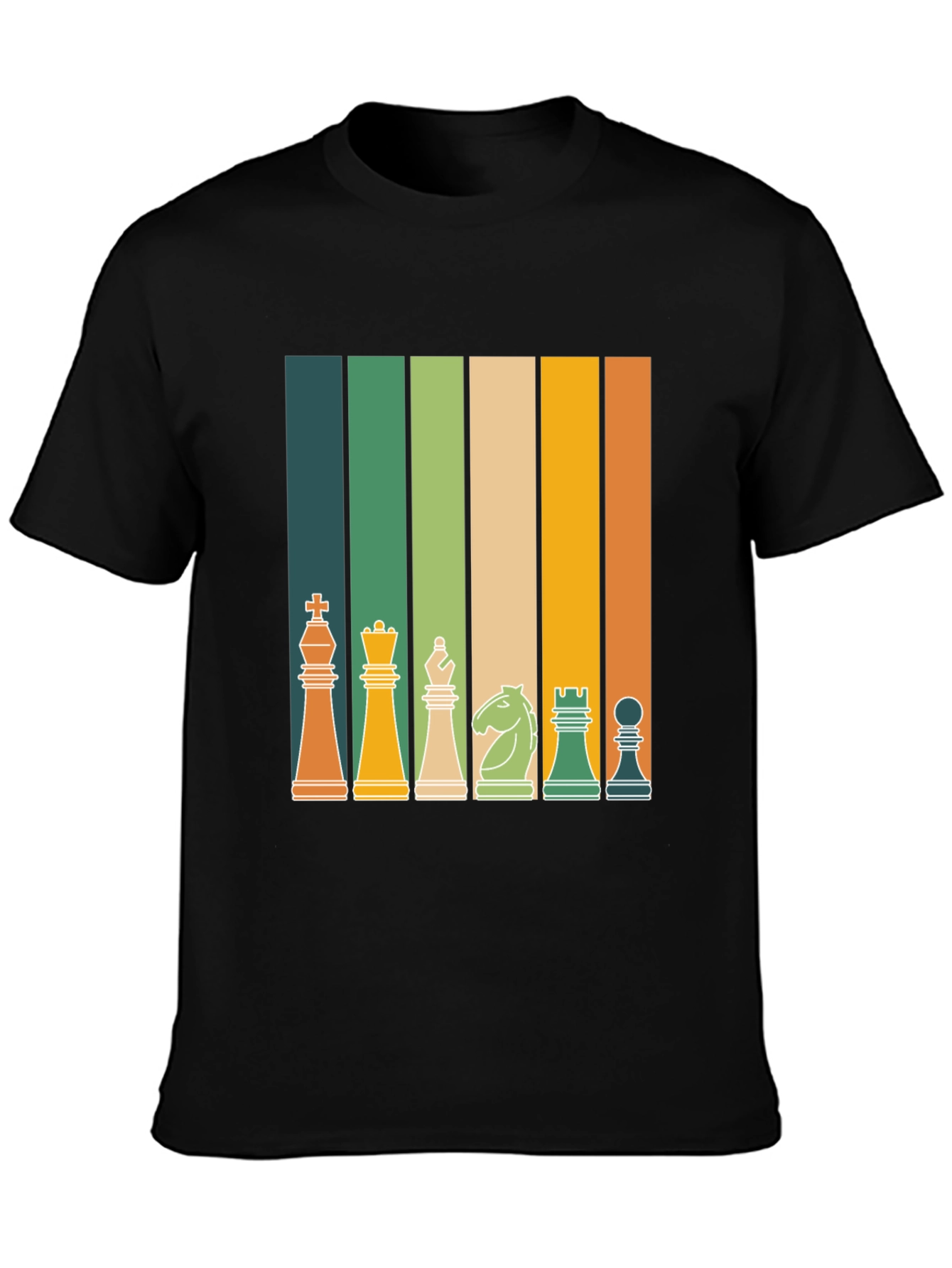 Retro Chess Piece Striped T-Shirt
