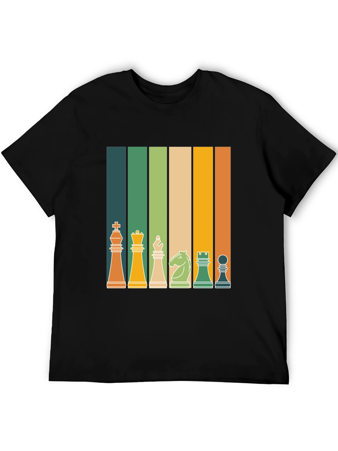Retro Chess Piece Striped T-Shirt