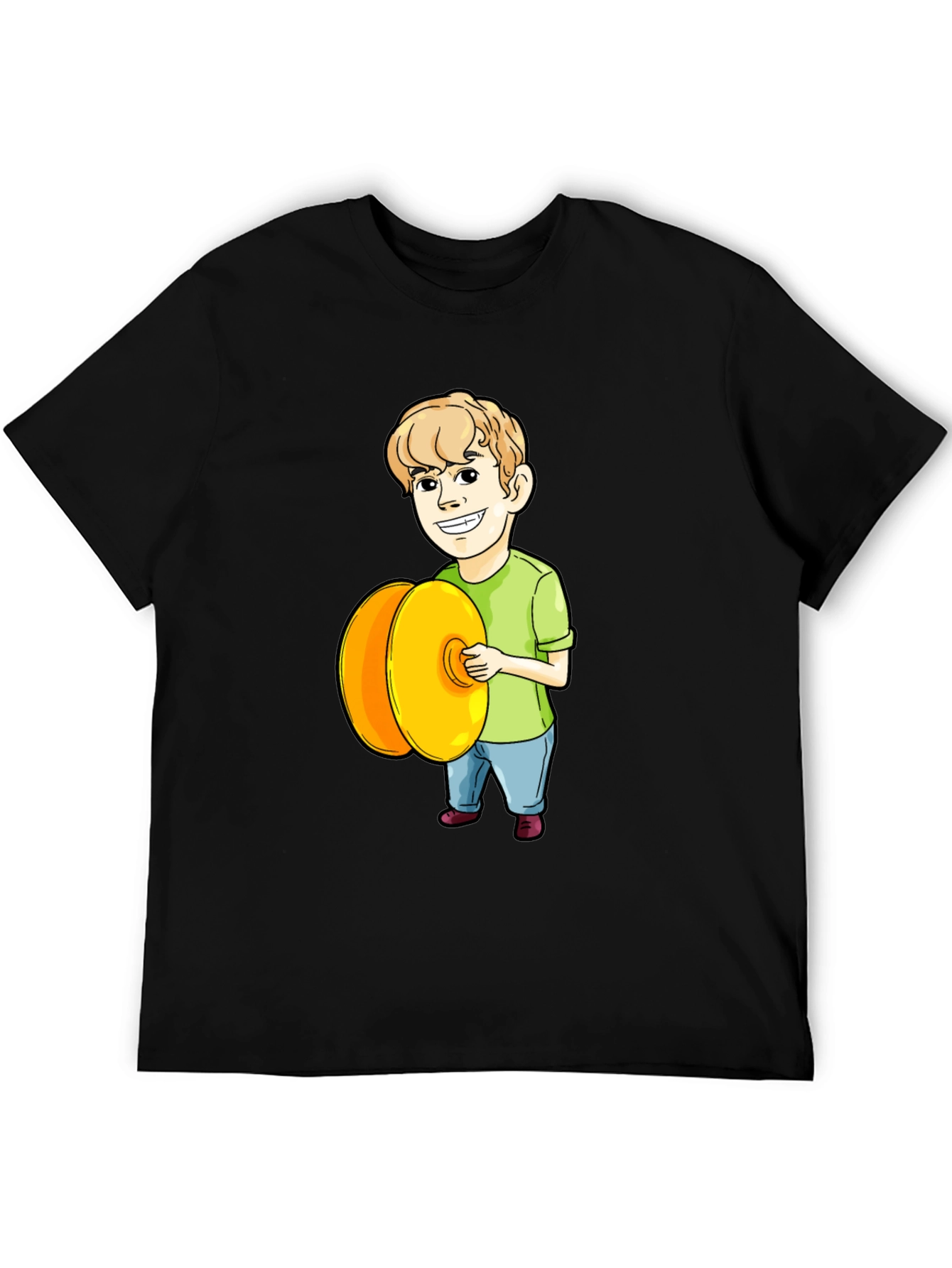 Cartoon Boy Playing Cymbals Graphic T-Shirt