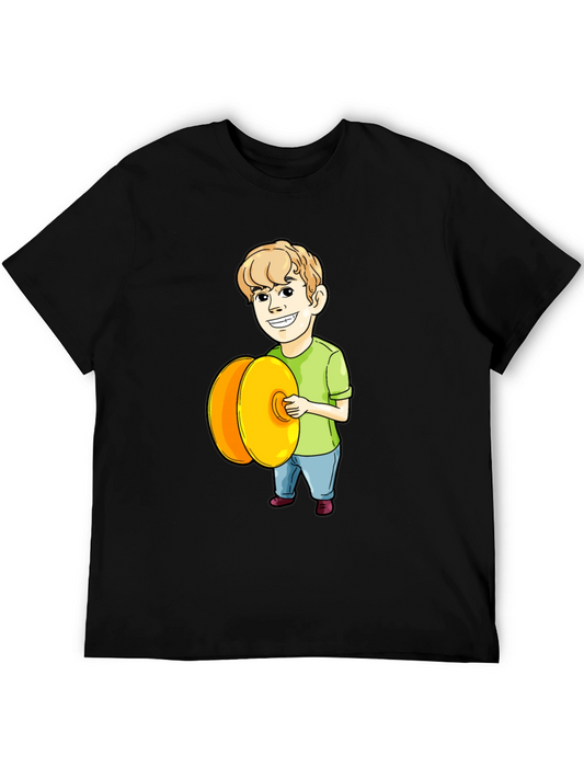 Cartoon Boy Playing Cymbals Graphic T-Shirt