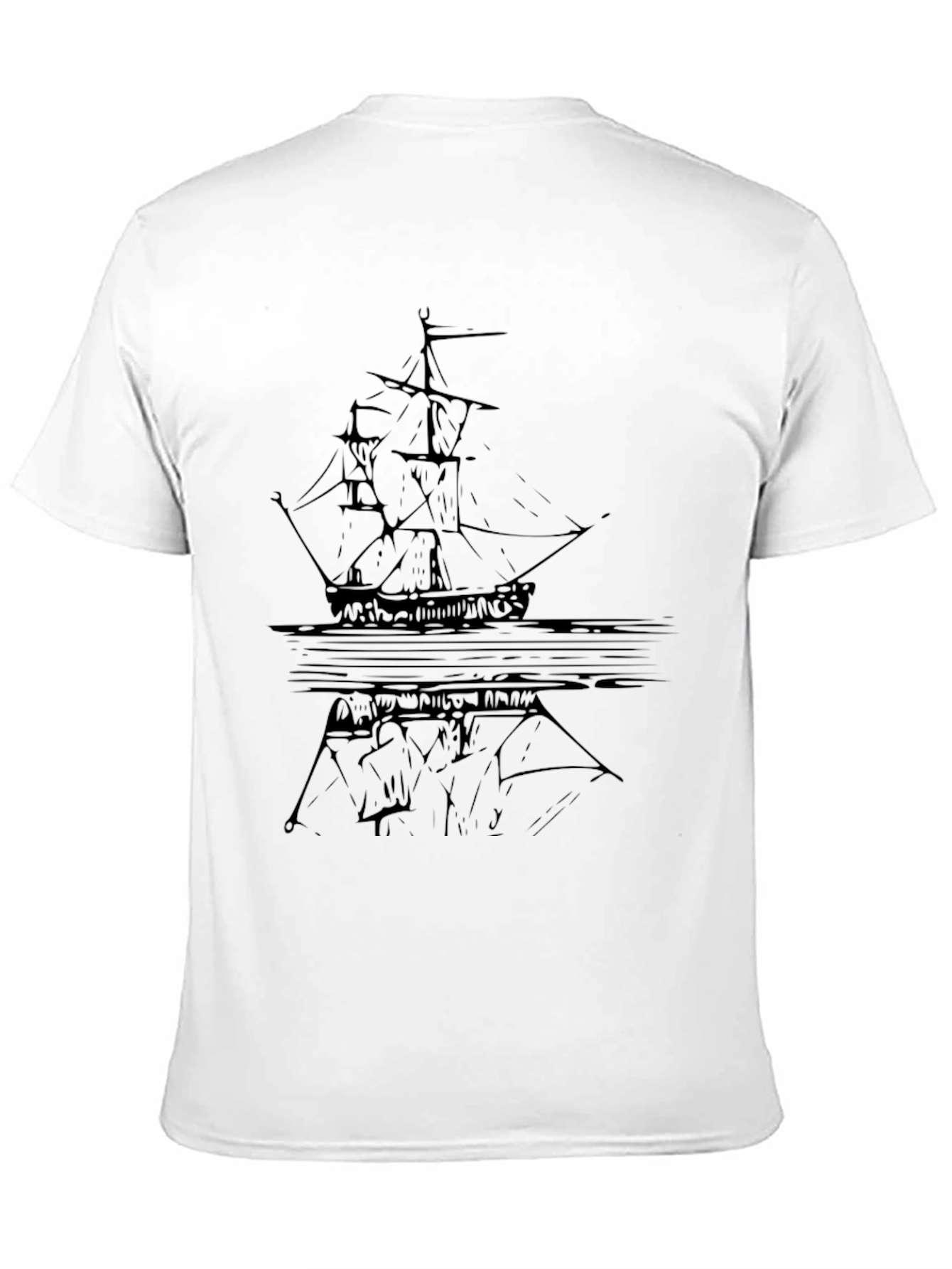 Black Graphic Tee - Ship Reflection