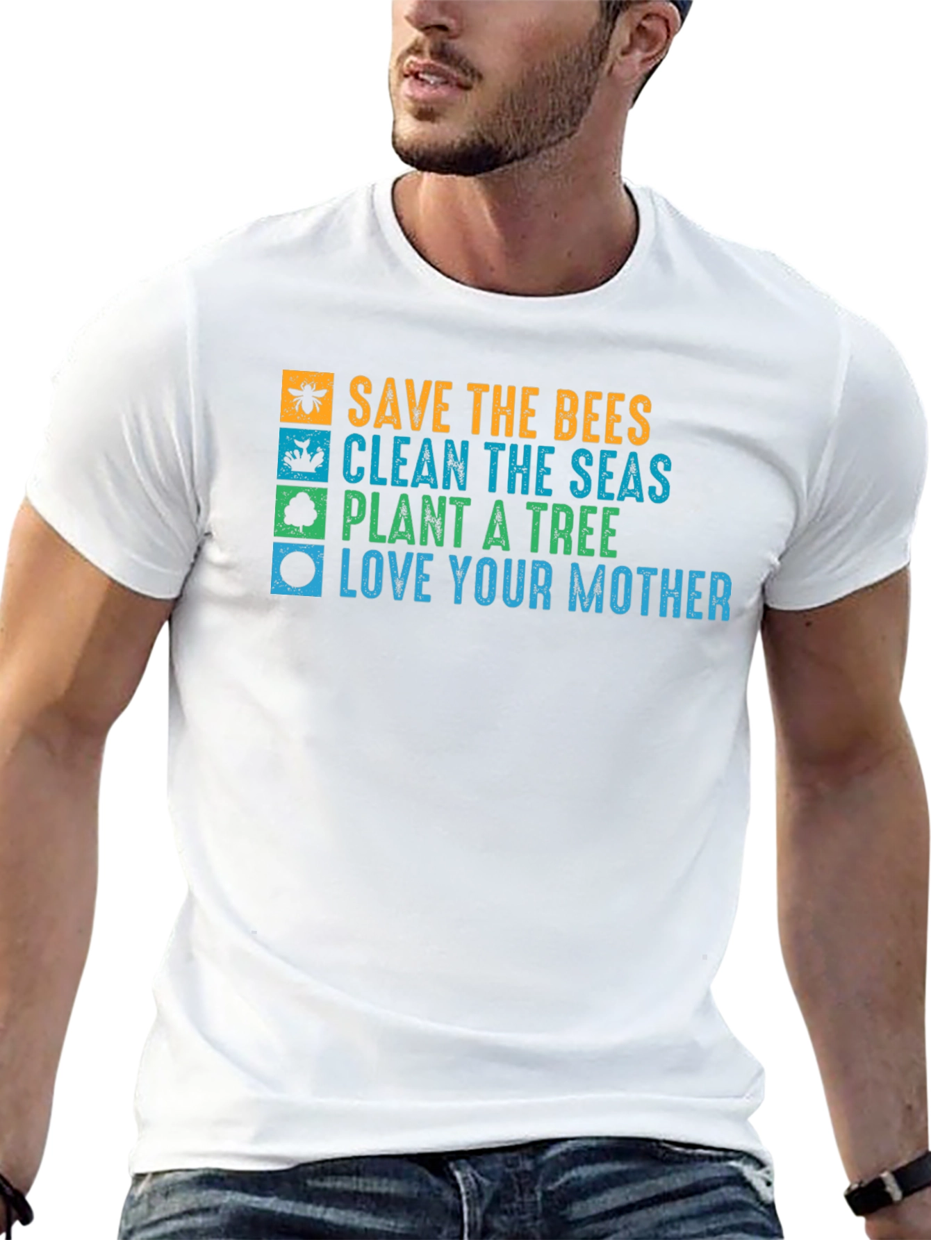 Eco-Friendly Graphic Tee: Save the Bees Love Your Mother