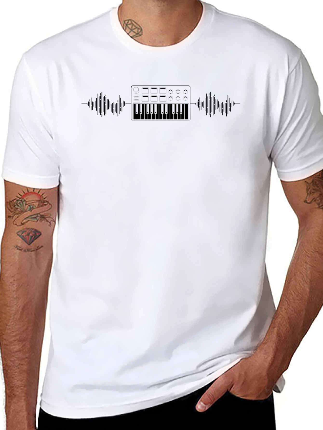 Synthesizer Wave T-Shirt - Black
