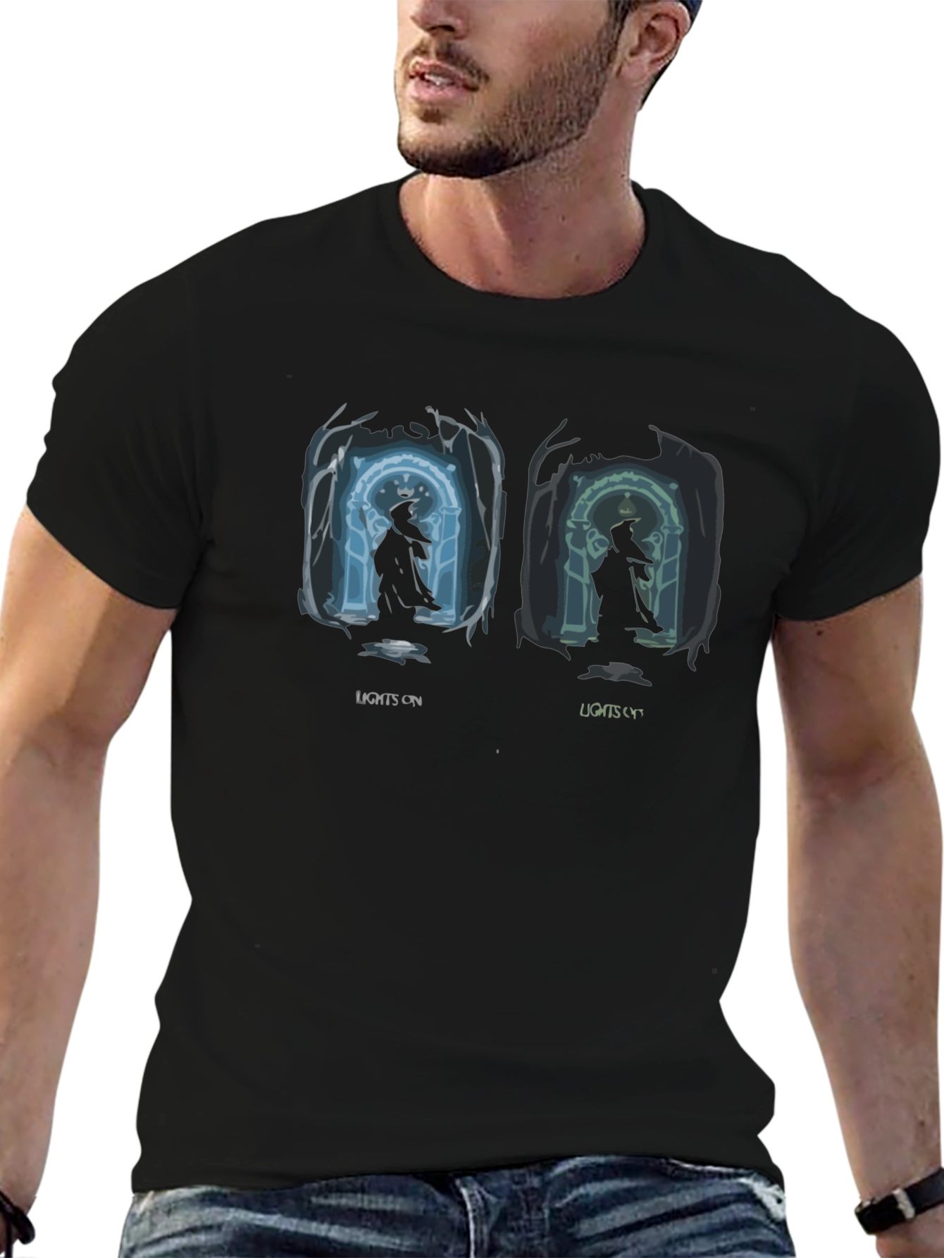 Lights On & Off Wizard Graphic T-Shirt