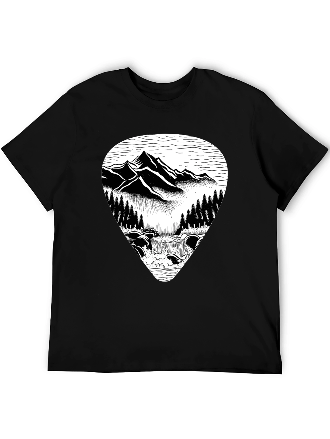 Mountain Scene Graphic Tee - Black